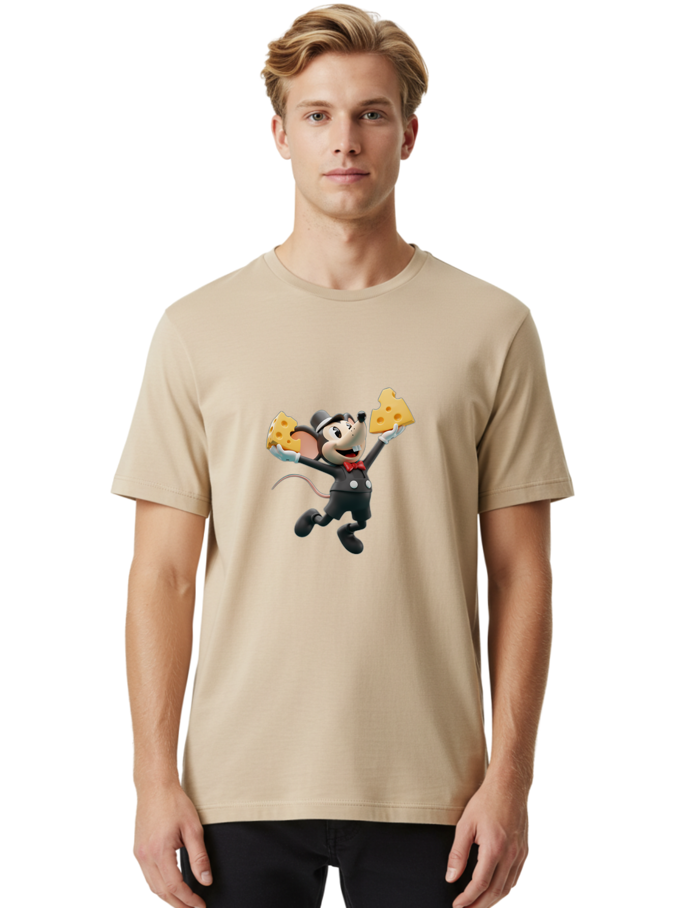 Danger-Mouse Men'S Graphic Tee, 100% Cotton, Comfortable Casual Summer Wear, Machine Washable, Danger Mouse Holding Cheese, Cartoon Character, Comedy, Funny Animation, Cheese Lover, Secret Agent Mouse Bae433 26