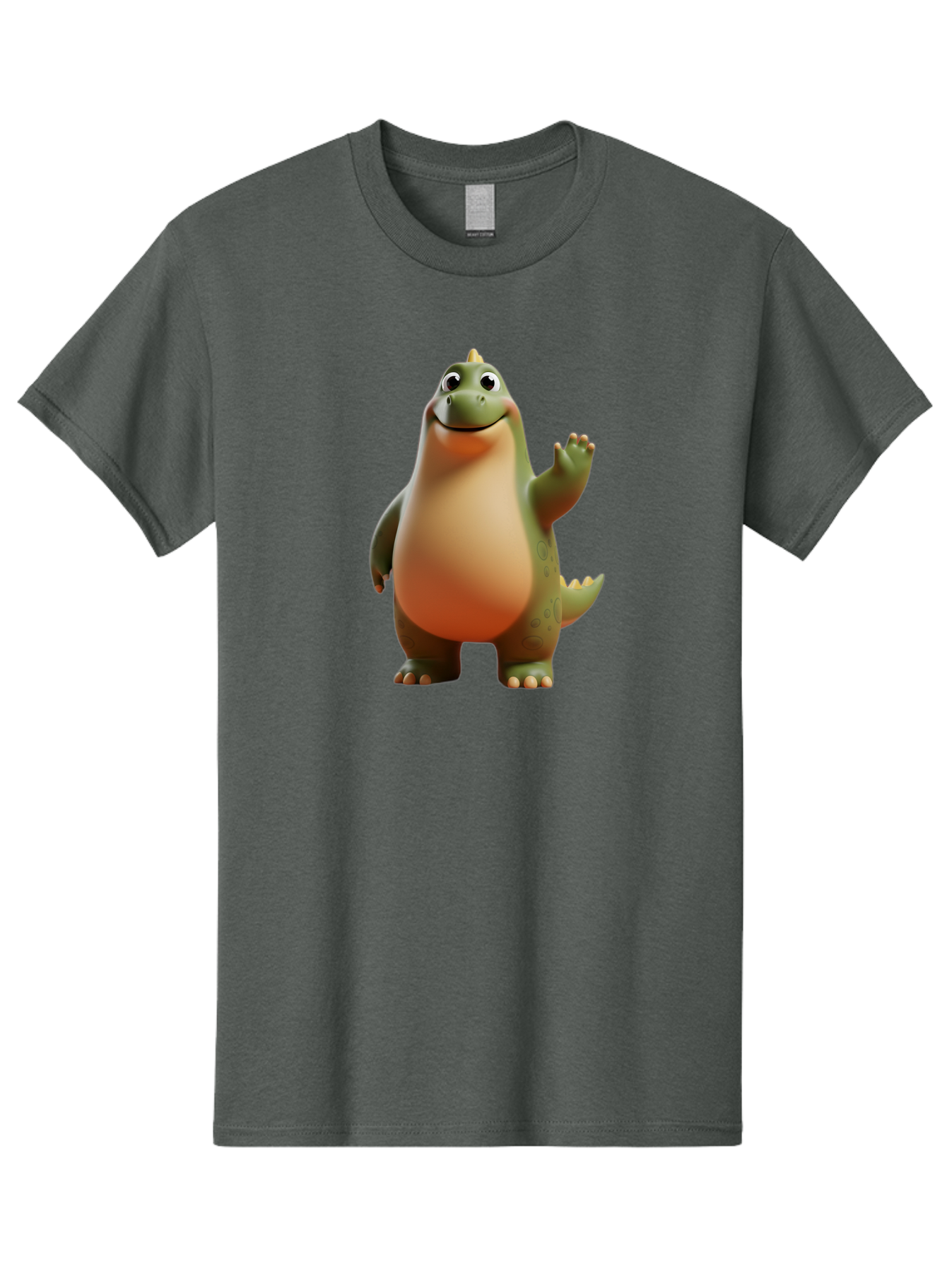 Dinosaur Men'S Graphic Tee, 100% Cotton, Comfortable Casual Summer Wear, Machine Washable, Happy Dinosaur, Cartoon Character, Friendly Creature, Cute Illustration, Waving Dinosaur, Animated Dinosaur, Green Dinosaur, Smiling Face, Fun Design, Bae439 7
