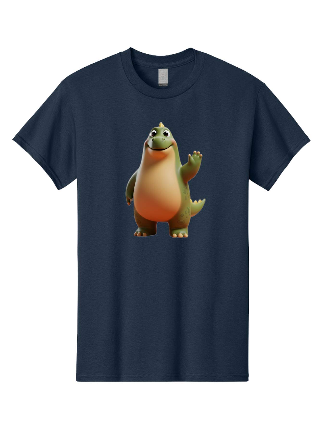 Dinosaur Men'S Graphic Tee, 100% Cotton, Comfortable Casual Summer Wear, Machine Washable, Happy Dinosaur, Cartoon Character, Friendly Creature, Cute Illustration, Waving Dinosaur, Animated Dinosaur, Green Dinosaur, Smiling Face, Fun Design, Bae439 6