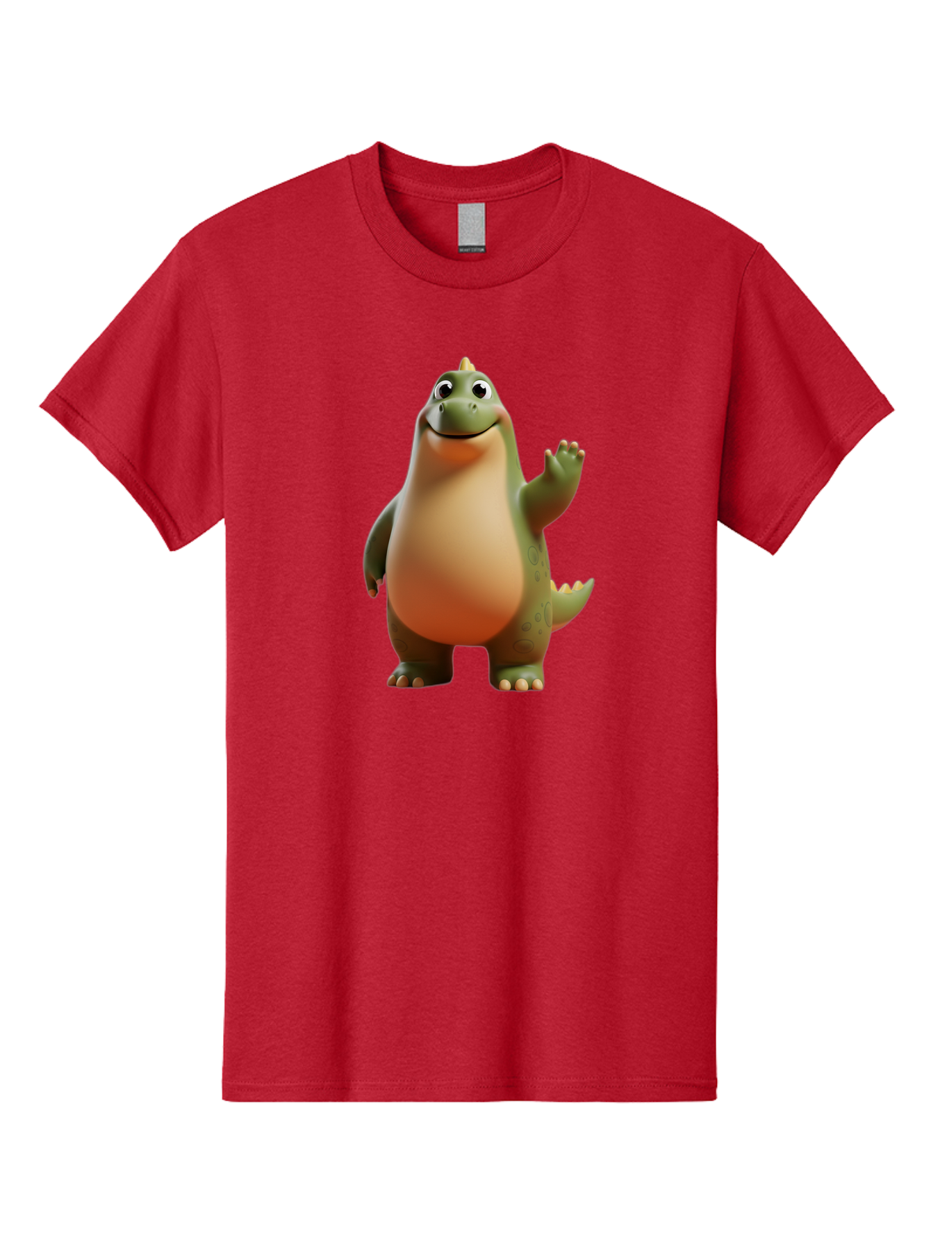 Dinosaur Men'S Graphic Tee, 100% Cotton, Comfortable Casual Summer Wear, Machine Washable, Happy Dinosaur, Cartoon Character, Friendly Creature, Cute Illustration, Waving Dinosaur, Animated Dinosaur, Green Dinosaur, Smiling Face, Fun Design, Bae439 2
