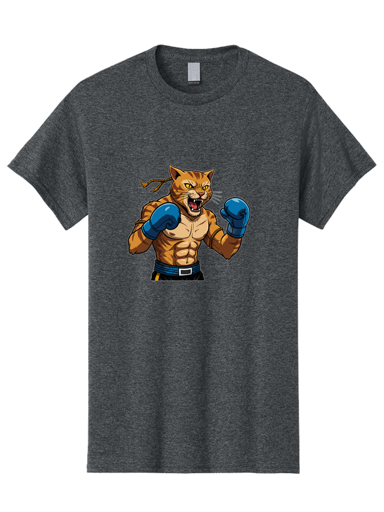 Fighting-Cat Men'S Graphic Tee, 100% Cotton, Comfortable Casual Summer Wear, Machine Washable, Muscular Cat, Boxing Gloves, Anime Style, Aggressive Stance, Fighting Cat, Cartoon Character, Strong Cat, Determined Expression, Braided Hair, Bae447 4