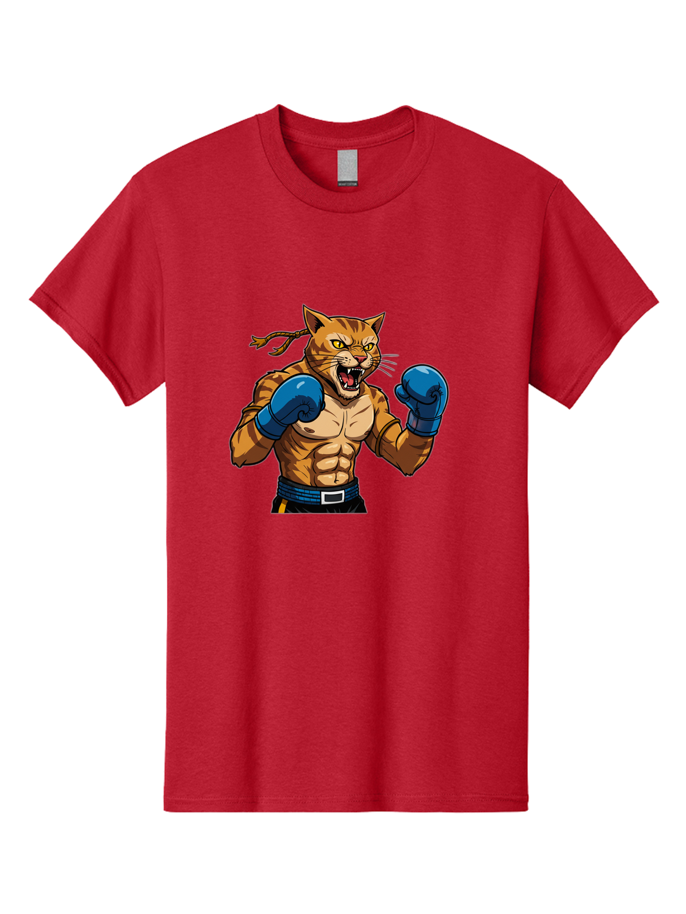 Fighting-Cat Men'S Graphic Tee, 100% Cotton, Comfortable Casual Summer Wear, Machine Washable, Muscular Cat, Boxing Gloves, Anime Style, Aggressive Stance, Fighting Cat, Cartoon Character, Strong Cat, Determined Expression, Braided Hair, Bae447 9