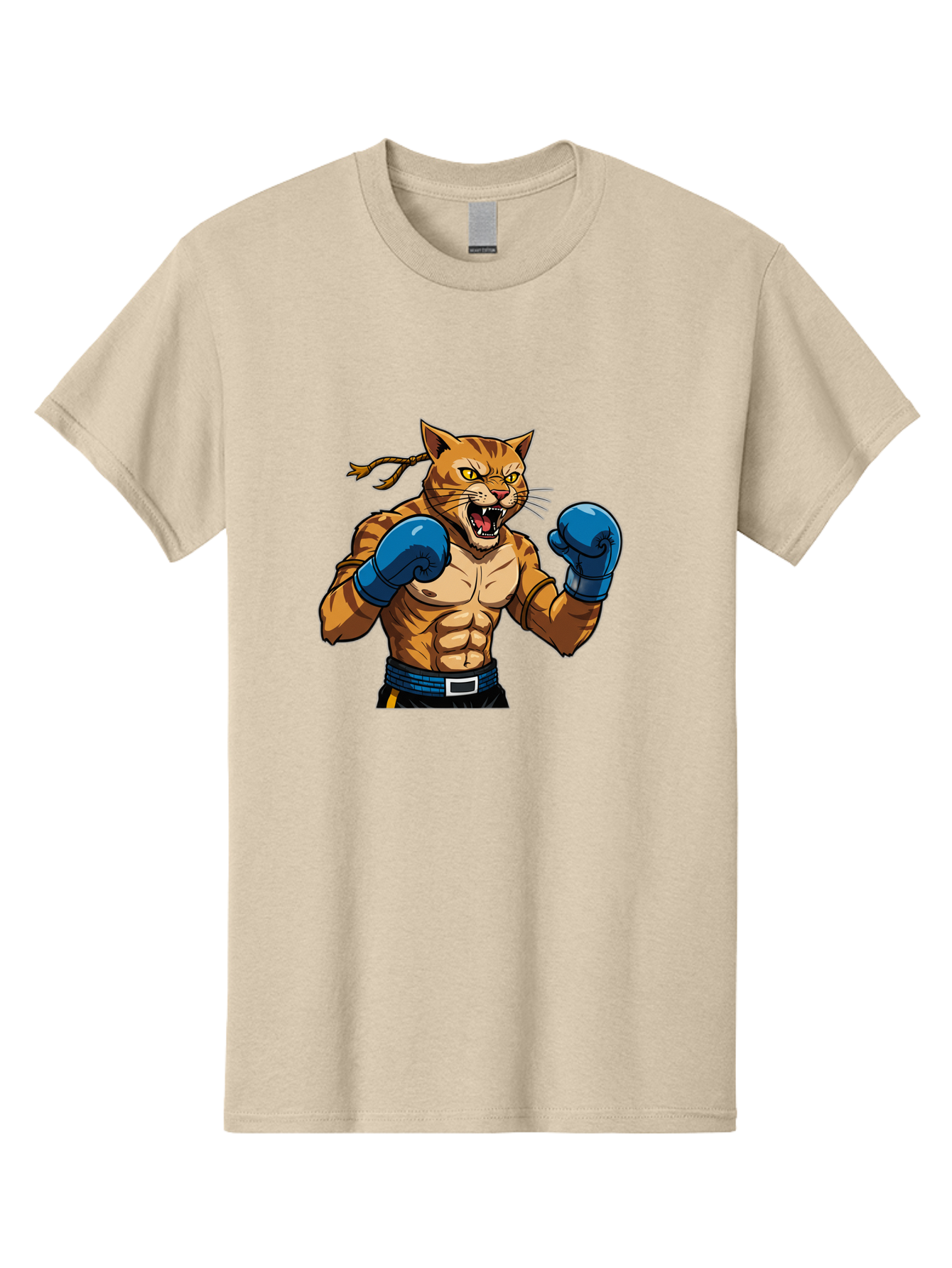 Fighting-Cat Men'S Graphic Tee, 100% Cotton, Comfortable Casual Summer Wear, Machine Washable, Muscular Cat, Boxing Gloves, Anime Style, Aggressive Stance, Fighting Cat, Cartoon Character, Strong Cat, Determined Expression, Braided Hair, Bae447 5