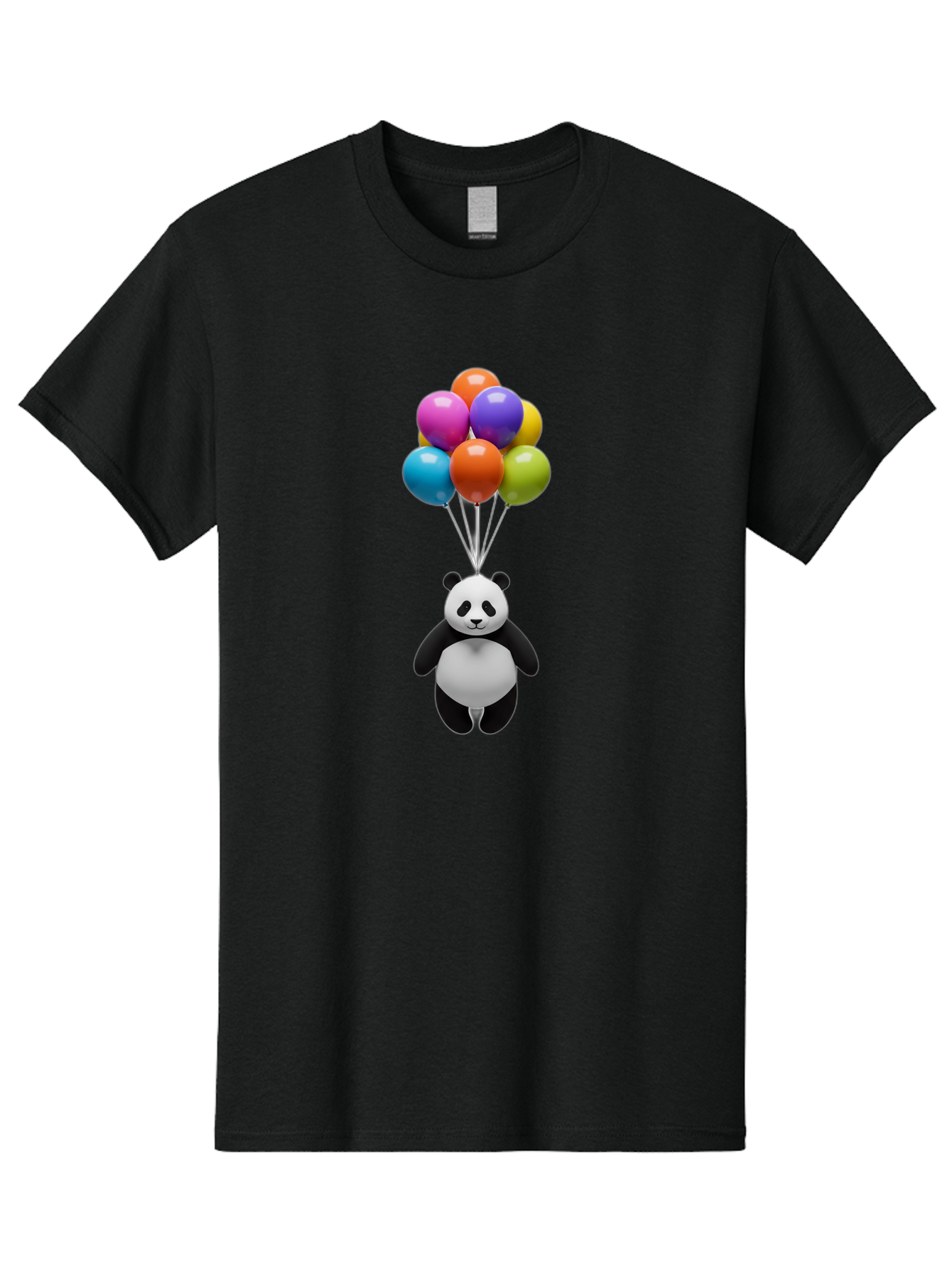 Floating-Panda Men'S Graphic Tee, 100% Cotton, Comfortable Casual Summer Wear, Machine Washable, Cartoon Panda, Floating Panda, Colorful Balloons, Whimsical Design, Cute Character, Playful Illustration, 3D Graphic, Panda Bear, Bae450 9