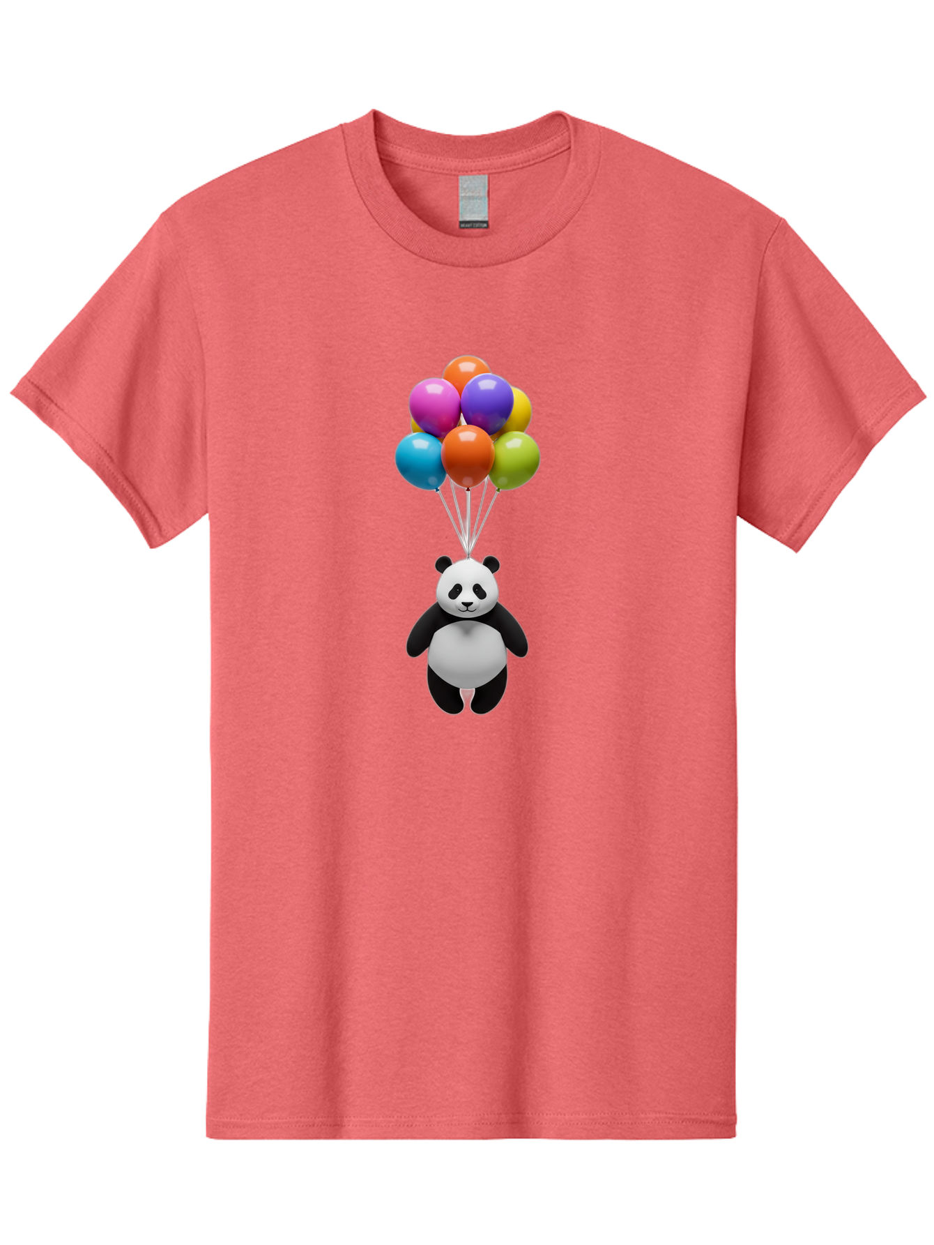 Floating-Panda Men'S Graphic Tee, 100% Cotton, Comfortable Casual Summer Wear, Machine Washable, Cartoon Panda, Floating Panda, Colorful Balloons, Whimsical Design, Cute Character, Playful Illustration, 3D Graphic, Panda Bear, Bae450 14