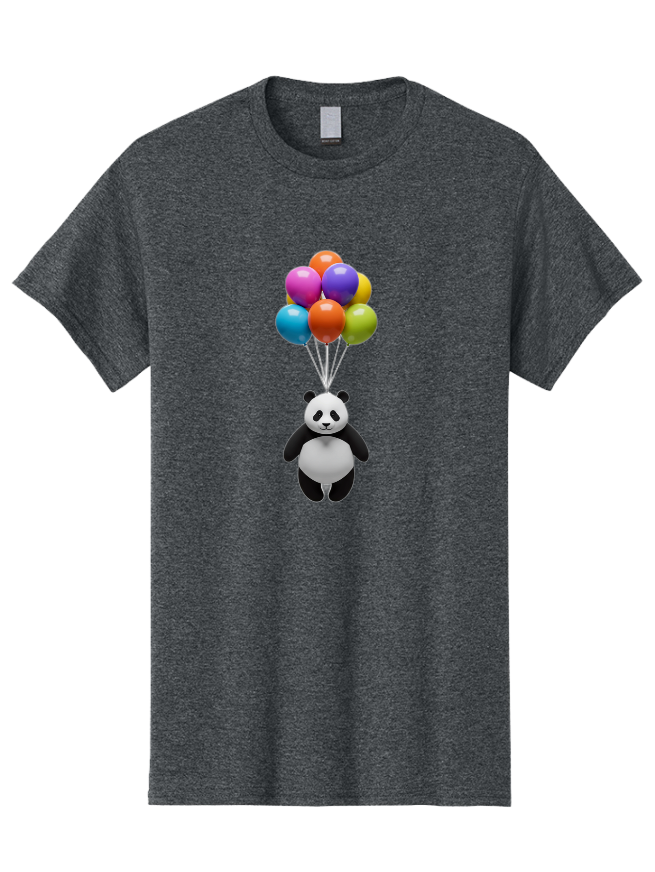 Floating-Panda Men'S Graphic Tee, 100% Cotton, Comfortable Casual Summer Wear, Machine Washable, Cartoon Panda, Floating Panda, Colorful Balloons, Whimsical Design, Cute Character, Playful Illustration, 3D Graphic, Panda Bear, Bae450 6