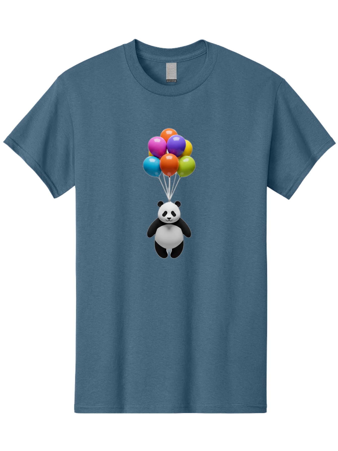 Floating-Panda Men'S Graphic Tee, 100% Cotton, Comfortable Casual Summer Wear, Machine Washable, Cartoon Panda, Floating Panda, Colorful Balloons, Whimsical Design, Cute Character, Playful Illustration, 3D Graphic, Panda Bear, Bae450 12