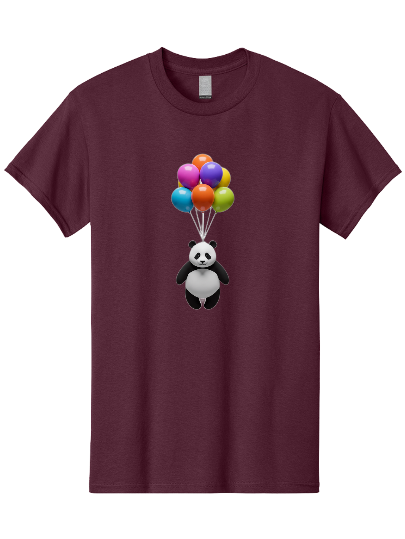 Floating-Panda Men'S Graphic Tee, 100% Cotton, Comfortable Casual Summer Wear, Machine Washable, Cartoon Panda, Floating Panda, Colorful Balloons, Whimsical Design, Cute Character, Playful Illustration, 3D Graphic, Panda Bear, Bae450 5