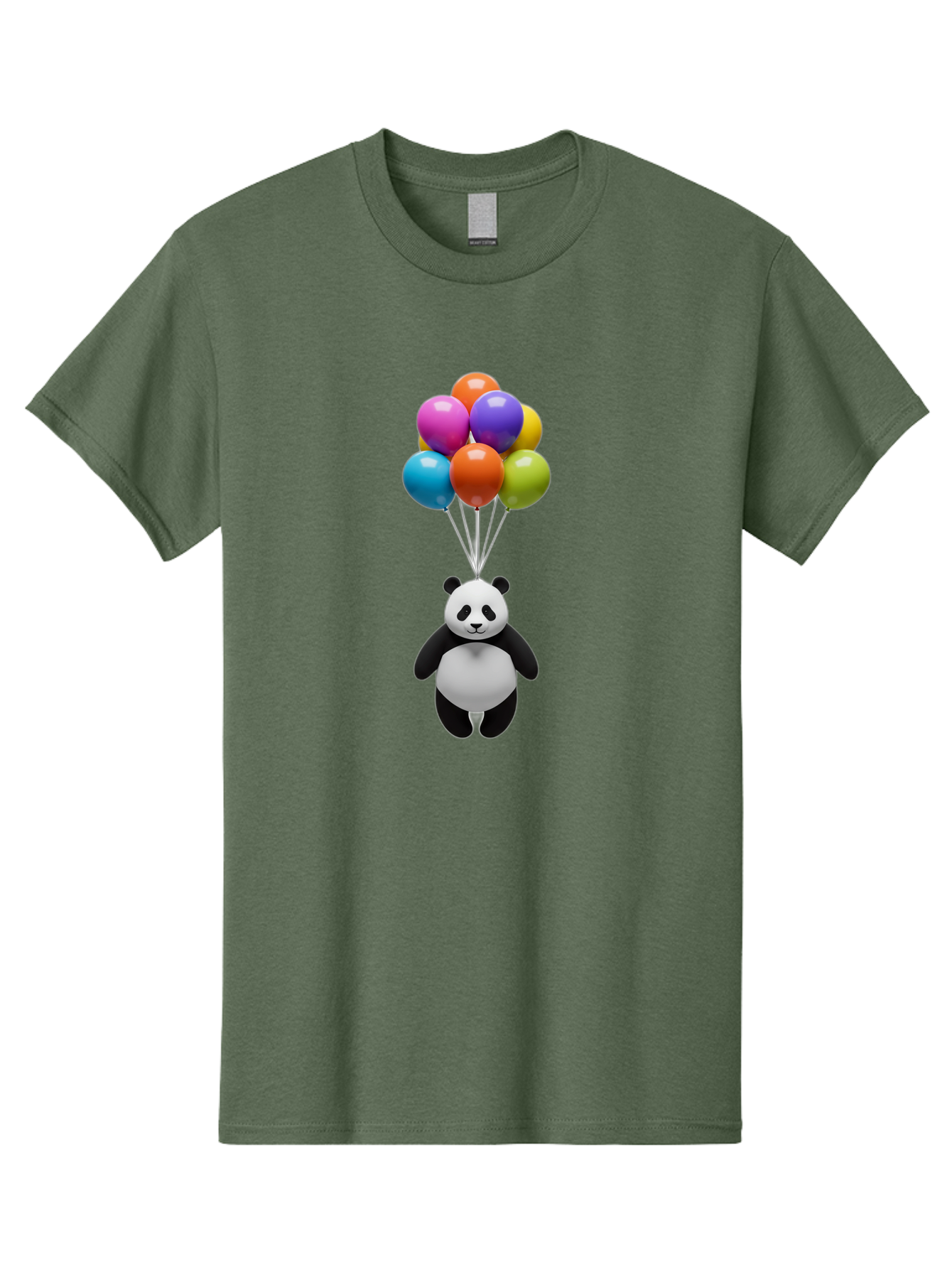 Floating-Panda Men'S Graphic Tee, 100% Cotton, Comfortable Casual Summer Wear, Machine Washable, Cartoon Panda, Floating Panda, Colorful Balloons, Whimsical Design, Cute Character, Playful Illustration, 3D Graphic, Panda Bear, Bae450 7