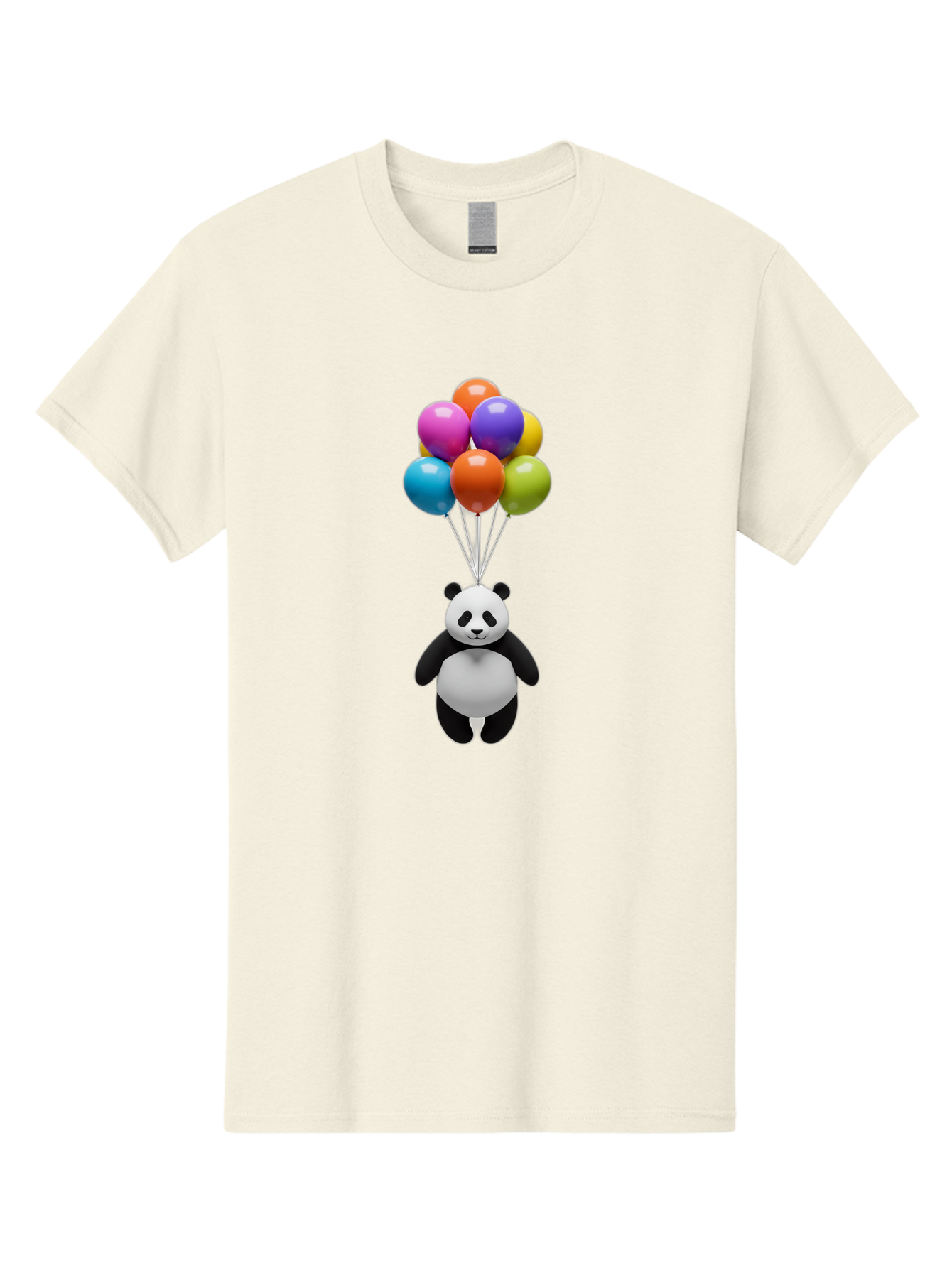 Floating-Panda Men'S Graphic Tee, 100% Cotton, Comfortable Casual Summer Wear, Machine Washable, Cartoon Panda, Floating Panda, Colorful Balloons, Whimsical Design, Cute Character, Playful Illustration, 3D Graphic, Panda Bear, Bae450 11