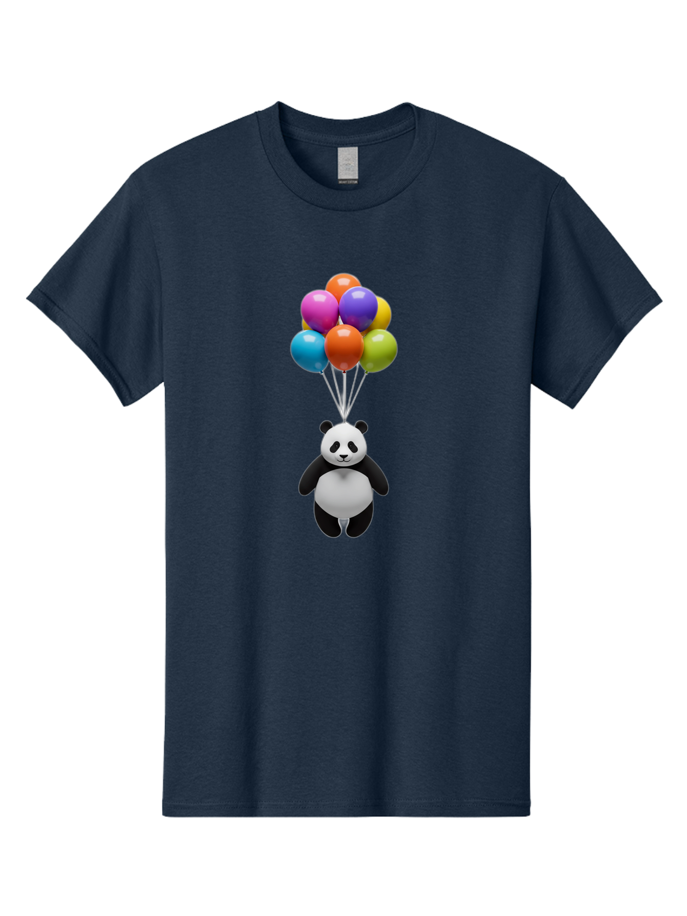 Floating-Panda Men'S Graphic Tee, 100% Cotton, Comfortable Casual Summer Wear, Machine Washable, Cartoon Panda, Floating Panda, Colorful Balloons, Whimsical Design, Cute Character, Playful Illustration, 3D Graphic, Panda Bear, Bae450 4