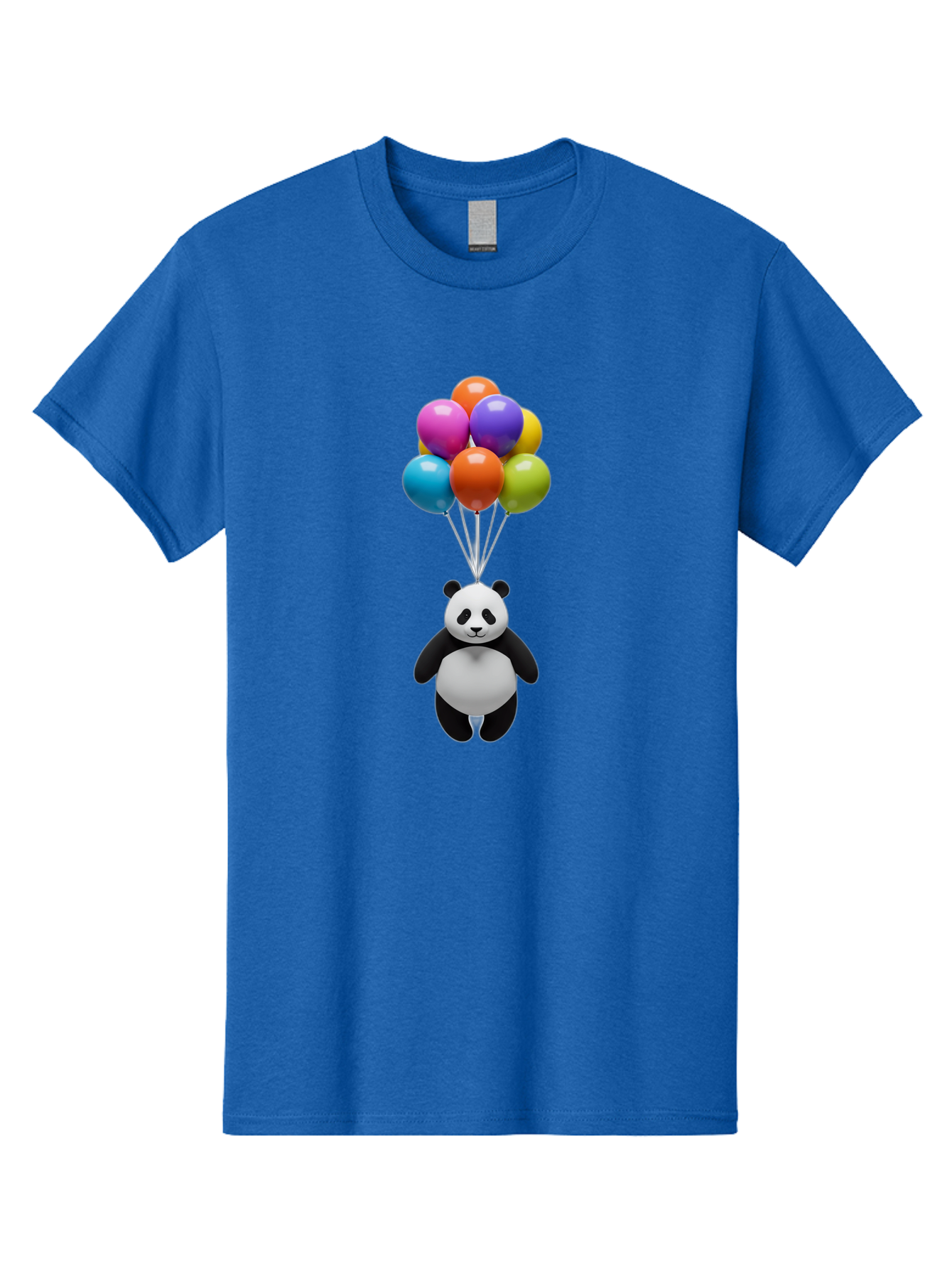 Floating-Panda Men'S Graphic Tee, 100% Cotton, Comfortable Casual Summer Wear, Machine Washable, Cartoon Panda, Floating Panda, Colorful Balloons, Whimsical Design, Cute Character, Playful Illustration, 3D Graphic, Panda Bear, Bae450 15