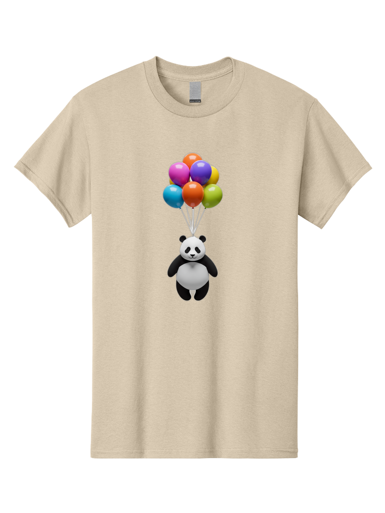 Floating-Panda Men'S Graphic Tee, 100% Cotton, Comfortable Casual Summer Wear, Machine Washable, Cartoon Panda, Floating Panda, Colorful Balloons, Whimsical Design, Cute Character, Playful Illustration, 3D Graphic, Panda Bear, Bae450 10