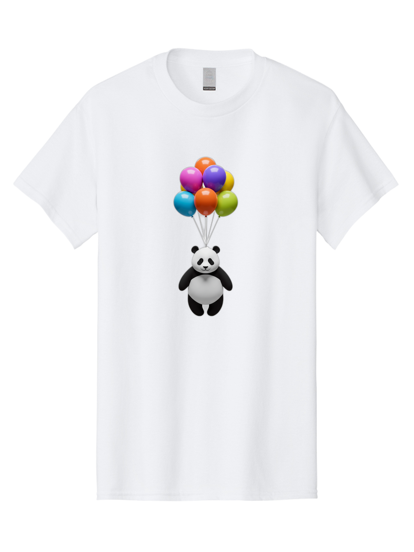 Floating-Panda Men'S Graphic Tee, 100% Cotton, Comfortable Casual Summer Wear, Machine Washable, Cartoon Panda, Floating Panda, Colorful Balloons, Whimsical Design, Cute Character, Playful Illustration, 3D Graphic, Panda Bear, Bae450 8