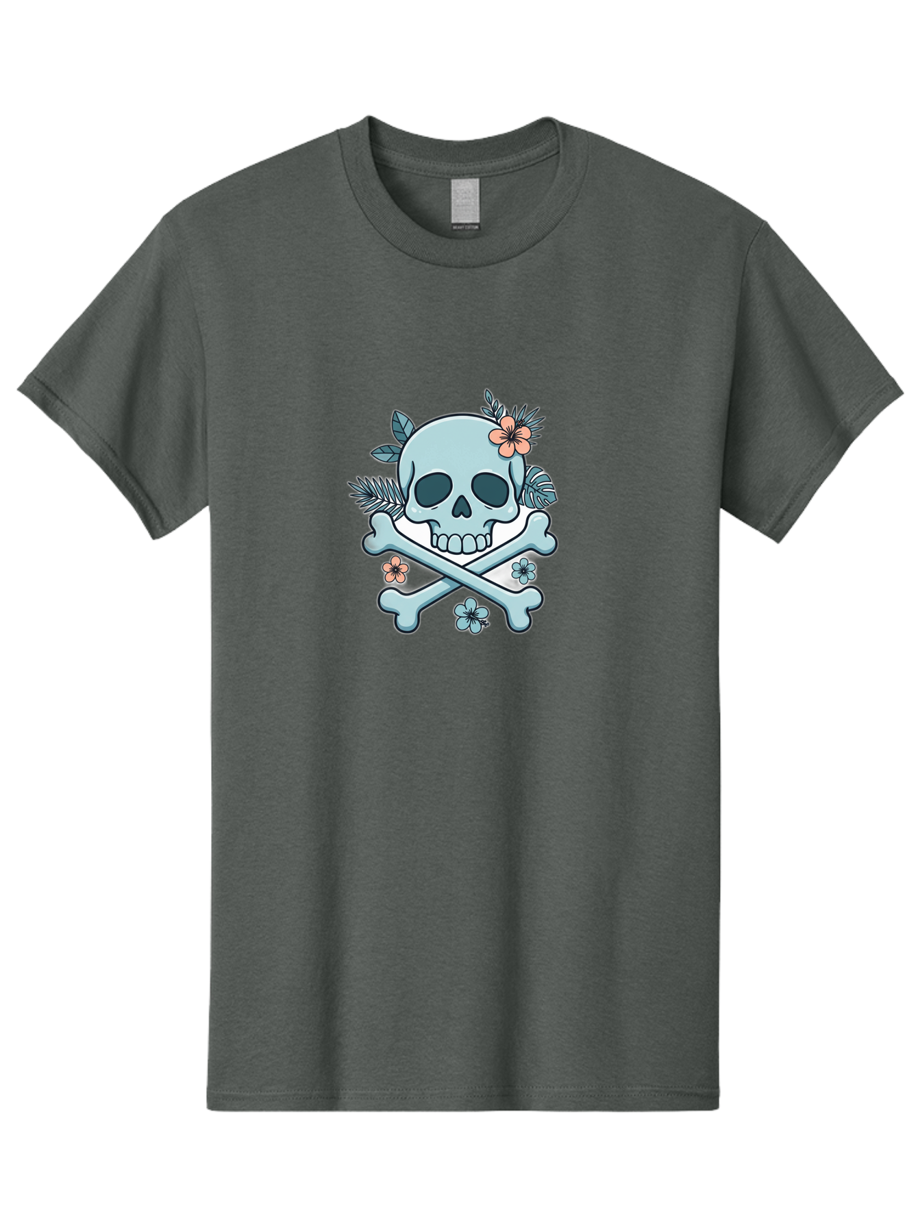 Floral-Skull Men'S Graphic Tee, 100% Cotton, Comfortable Casual Summer Wear, Machine Washable, Skull And Crossbones, Jolly Roger, Pirate Symbol, Floral Design, Colorful Tattoo Art, Gothic Decoration, Crossbones With Flowers, Flower Skull, Bae451 4