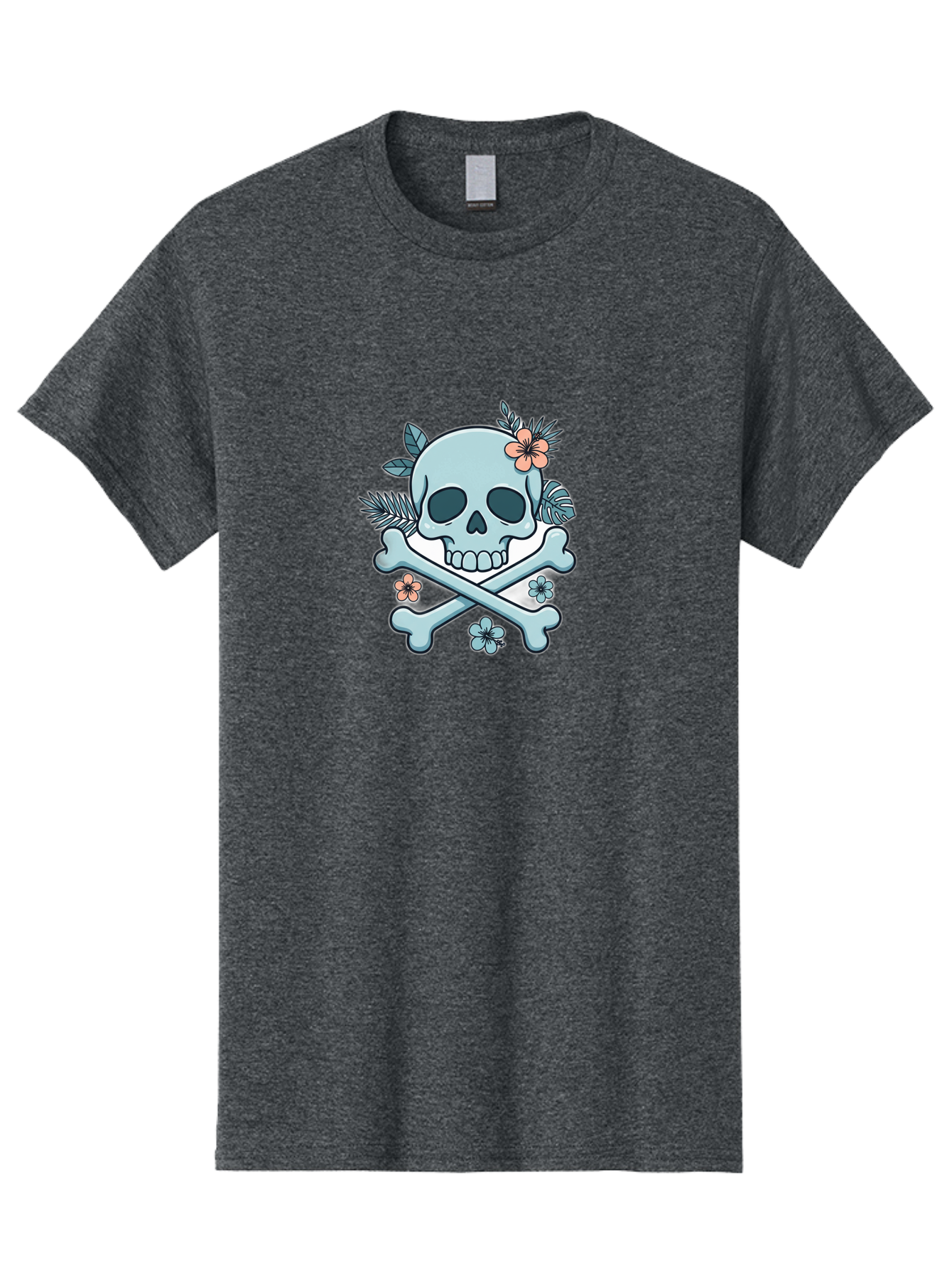 Floral-Skull Men'S Graphic Tee, 100% Cotton, Comfortable Casual Summer Wear, Machine Washable, Skull And Crossbones, Jolly Roger, Pirate Symbol, Floral Design, Colorful Tattoo Art, Gothic Decoration, Crossbones With Flowers, Flower Skull, Bae451 2