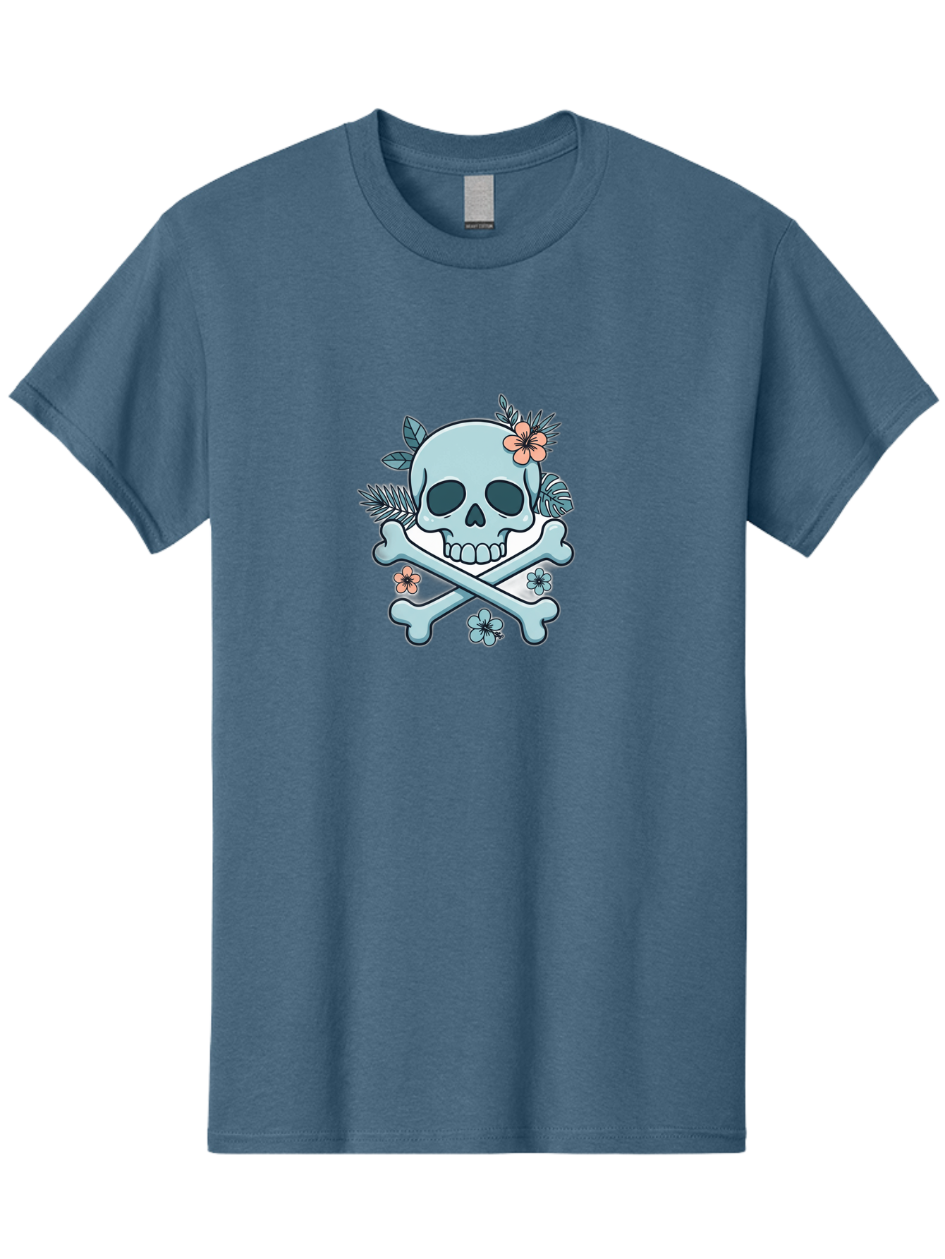 Floral-Skull Men'S Graphic Tee, 100% Cotton, Comfortable Casual Summer Wear, Machine Washable, Skull And Crossbones, Jolly Roger, Pirate Symbol, Floral Design, Colorful Tattoo Art, Gothic Decoration, Crossbones With Flowers, Flower Skull, Bae451 8