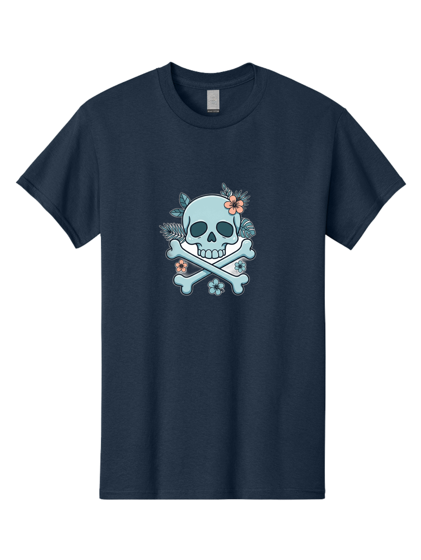 Floral-Skull Men'S Graphic Tee, 100% Cotton, Comfortable Casual Summer Wear, Machine Washable, Skull And Crossbones, Jolly Roger, Pirate Symbol, Floral Design, Colorful Tattoo Art, Gothic Decoration, Crossbones With Flowers, Flower Skull, Bae451 1