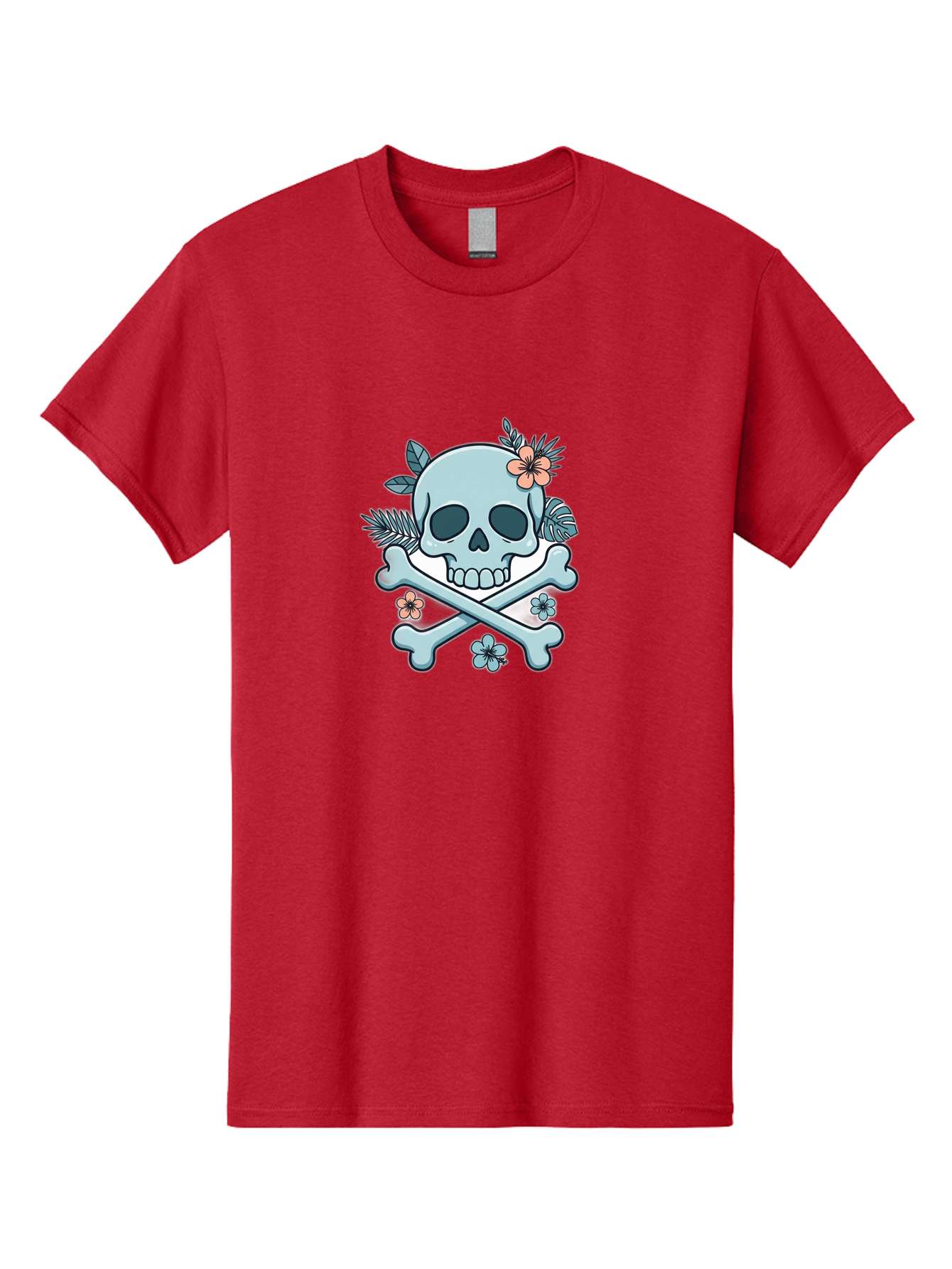 Floral-Skull Men'S Graphic Tee, 100% Cotton, Comfortable Casual Summer Wear, Machine Washable, Skull And Crossbones, Jolly Roger, Pirate Symbol, Floral Design, Colorful Tattoo Art, Gothic Decoration, Crossbones With Flowers, Flower Skull, Bae451 7