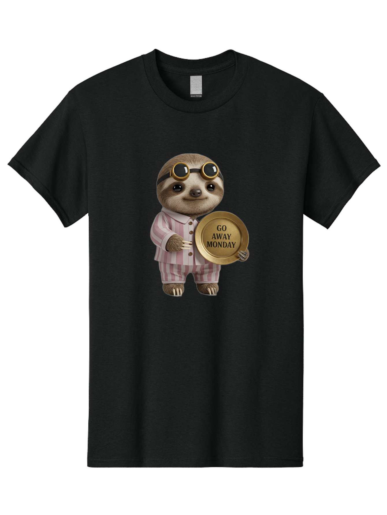 Go-Away-Monday-Sloth Men'S Graphic Tee, 100% Cotton, Comfortable Casual Summer Wear, Machine Washable, Sloth In Pajamas, Funny Meme, Humorous Animal, Relaxing Vibe, Lazy Monday, Humor, Quirky Character, Comical Animal, Funny Illustration Bae460 14