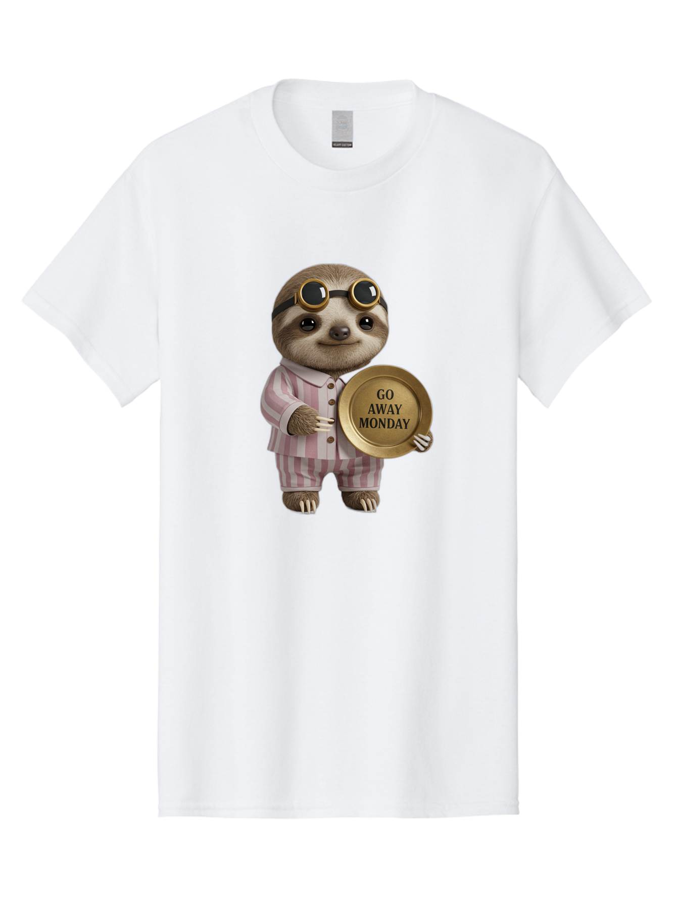 Go-Away-Monday-Sloth Men'S Graphic Tee, 100% Cotton, Comfortable Casual Summer Wear, Machine Washable, Sloth In Pajamas, Funny Meme, Humorous Animal, Relaxing Vibe, Lazy Monday, Humor, Quirky Character, Comical Animal, Funny Illustration Bae460 13