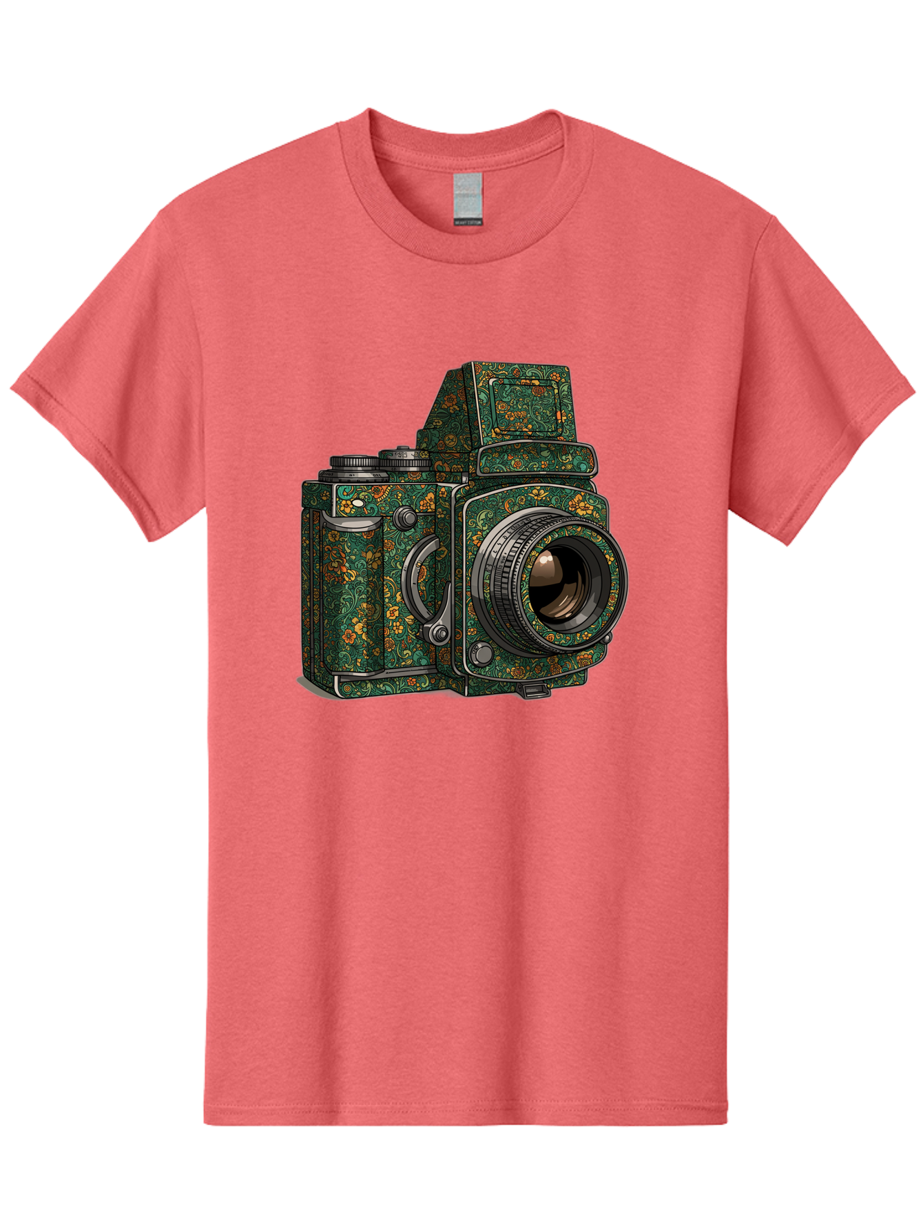 Holoformer-Camera Men'S Graphic Tee, 100% Cotton, Comfortable Casual Summer Wear, Machine Washable, Medium Format Camera, Vintage Photography Equipment, Retro Camera Design, Floral Patterns, Luxurious Look, Intricate Details, Bae468 3