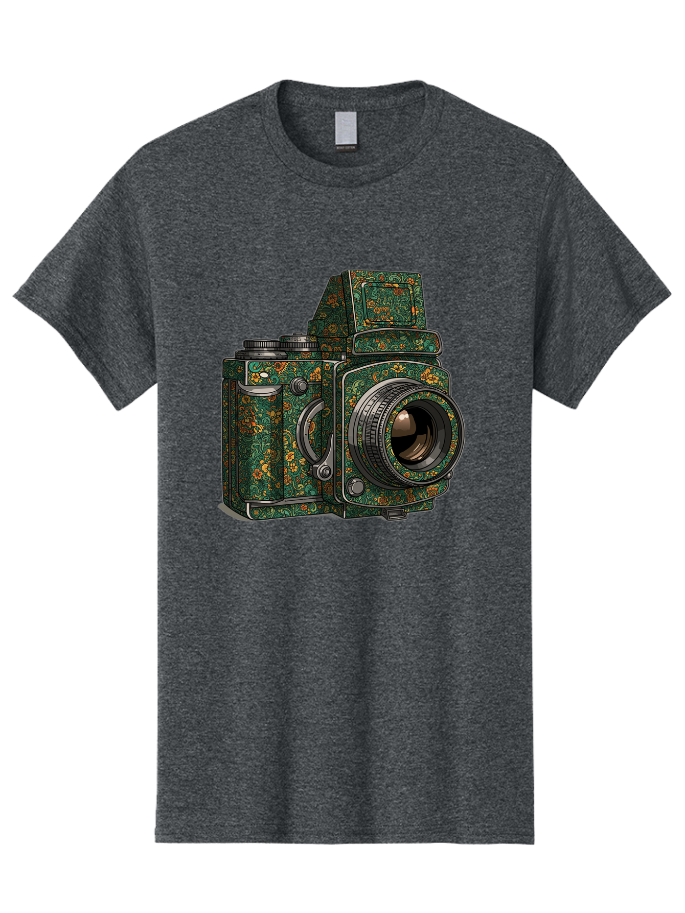 Holoformer-Camera Men'S Graphic Tee, 100% Cotton, Comfortable Casual Summer Wear, Machine Washable, Medium Format Camera, Vintage Photography Equipment, Retro Camera Design, Floral Patterns, Luxurious Look, Intricate Details, Bae468 7