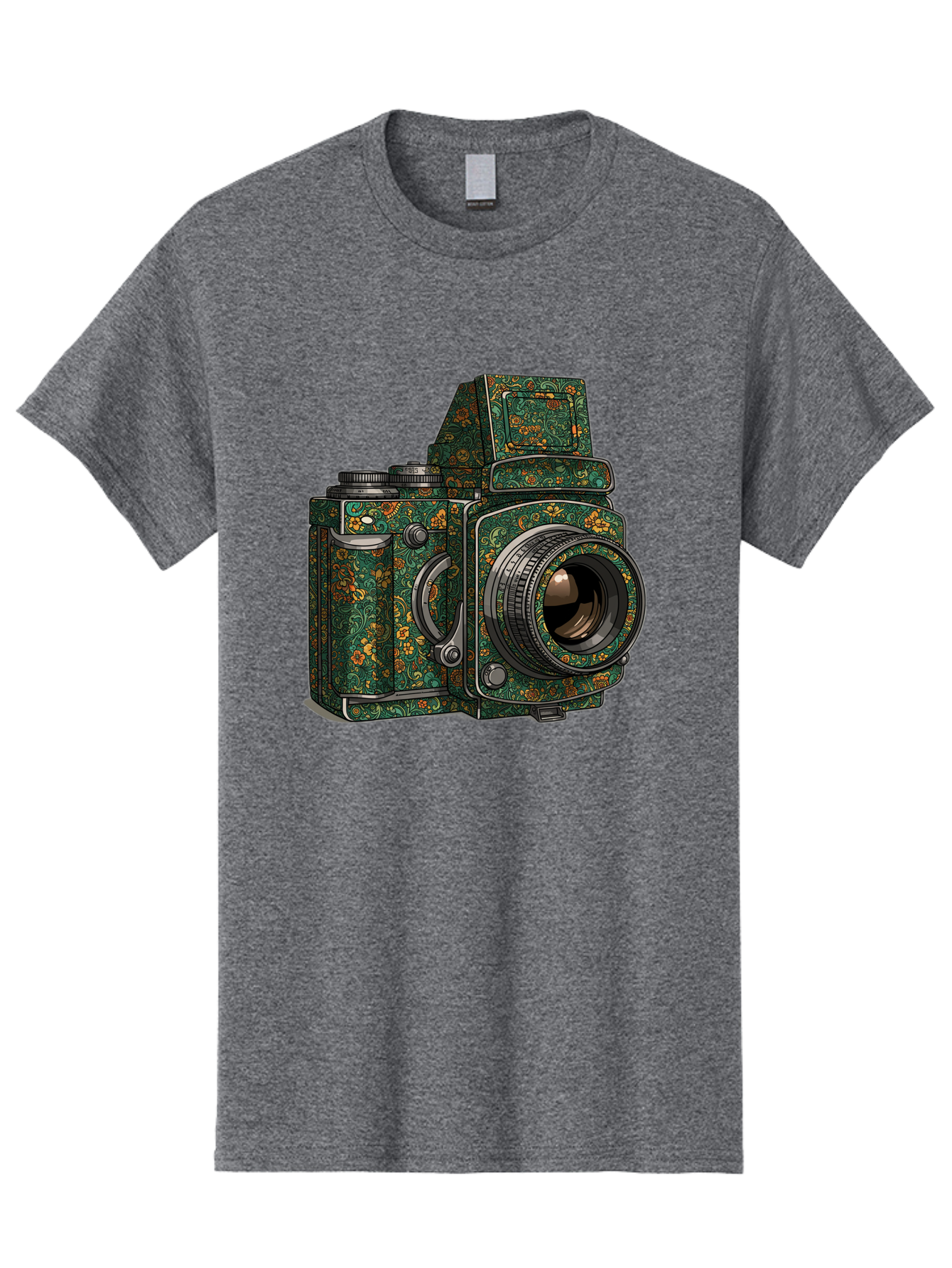 Holoformer-Camera Men'S Graphic Tee, 100% Cotton, Comfortable Casual Summer Wear, Machine Washable, Medium Format Camera, Vintage Photography Equipment, Retro Camera Design, Floral Patterns, Luxurious Look, Intricate Details, Bae468 5