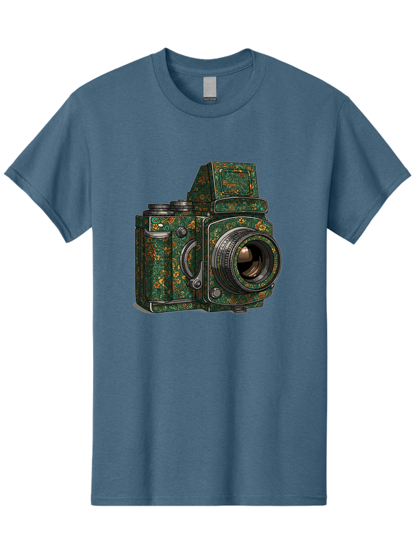 Holoformer-Camera Men'S Graphic Tee, 100% Cotton, Comfortable Casual Summer Wear, Machine Washable, Medium Format Camera, Vintage Photography Equipment, Retro Camera Design, Floral Patterns, Luxurious Look, Intricate Details, Bae468 8