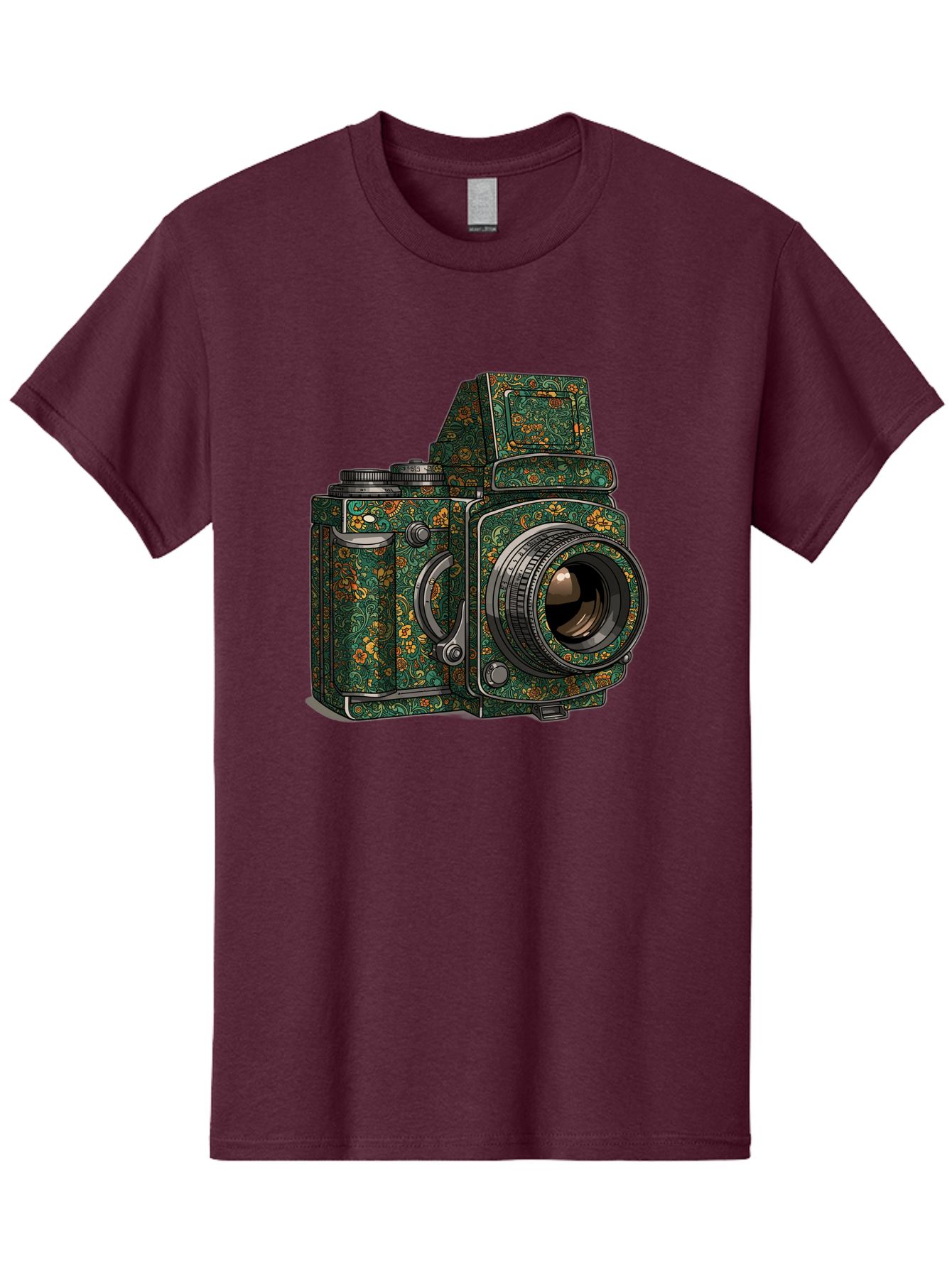Holoformer-Camera Men'S Graphic Tee, 100% Cotton, Comfortable Casual Summer Wear, Machine Washable, Medium Format Camera, Vintage Photography Equipment, Retro Camera Design, Floral Patterns, Luxurious Look, Intricate Details, Bae468 14