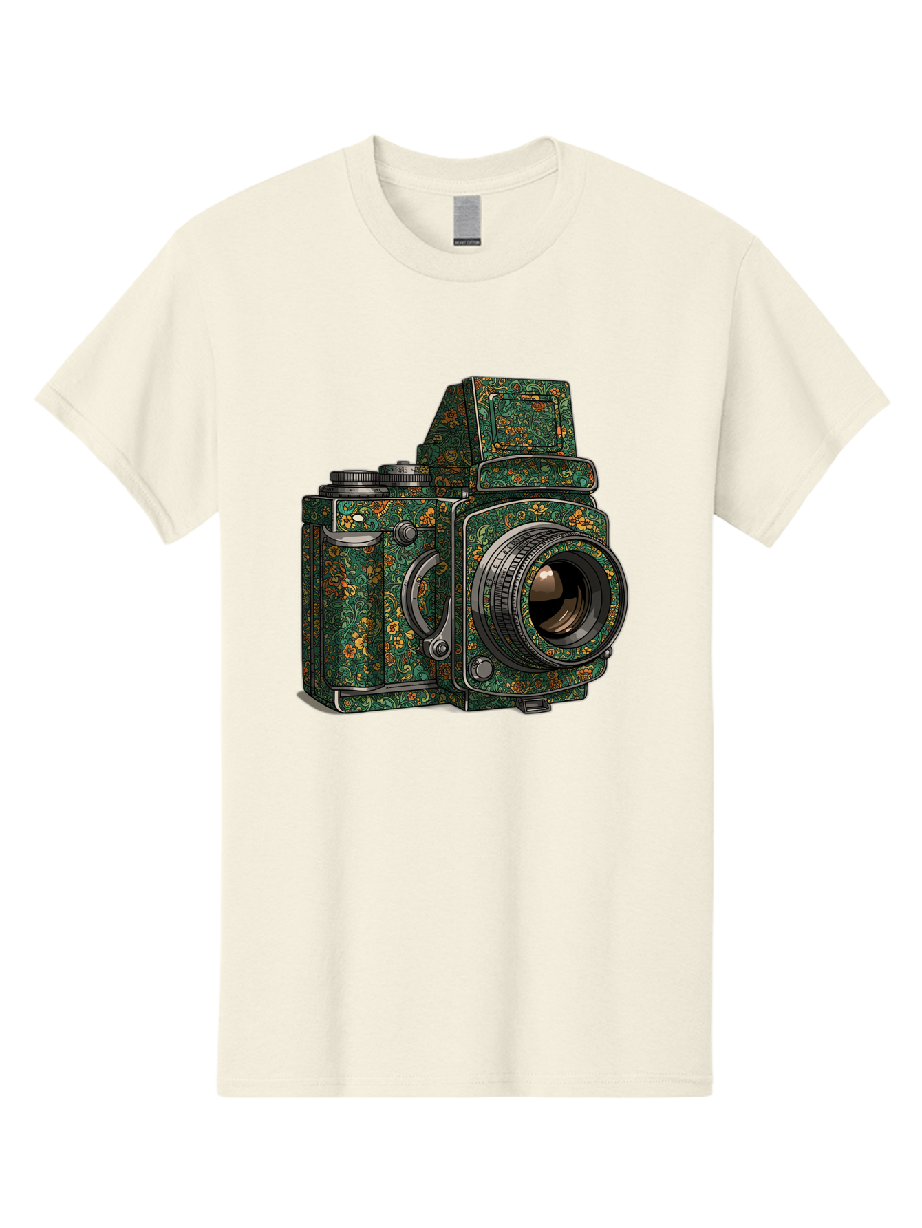 Holoformer-Camera Men'S Graphic Tee, 100% Cotton, Comfortable Casual Summer Wear, Machine Washable, Medium Format Camera, Vintage Photography Equipment, Retro Camera Design, Floral Patterns, Luxurious Look, Intricate Details, Bae468 12