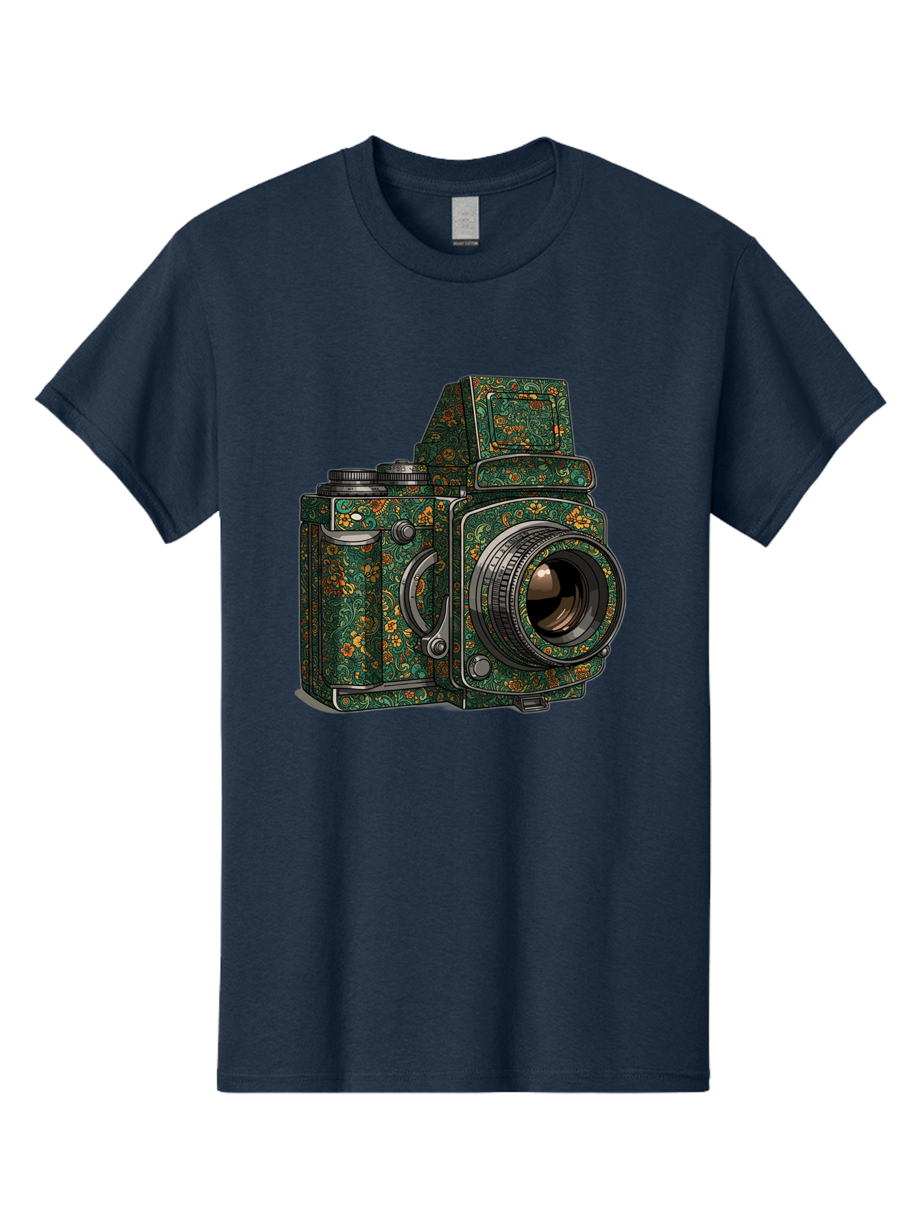 Holoformer-Camera Men'S Graphic Tee, 100% Cotton, Comfortable Casual Summer Wear, Machine Washable, Medium Format Camera, Vintage Photography Equipment, Retro Camera Design, Floral Patterns, Luxurious Look, Intricate Details, Bae468 13