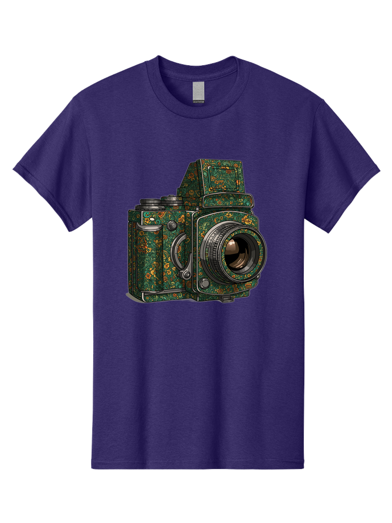 Holoformer-Camera Men'S Graphic Tee, 100% Cotton, Comfortable Casual Summer Wear, Machine Washable, Medium Format Camera, Vintage Photography Equipment, Retro Camera Design, Floral Patterns, Luxurious Look, Intricate Details, Bae468 6
