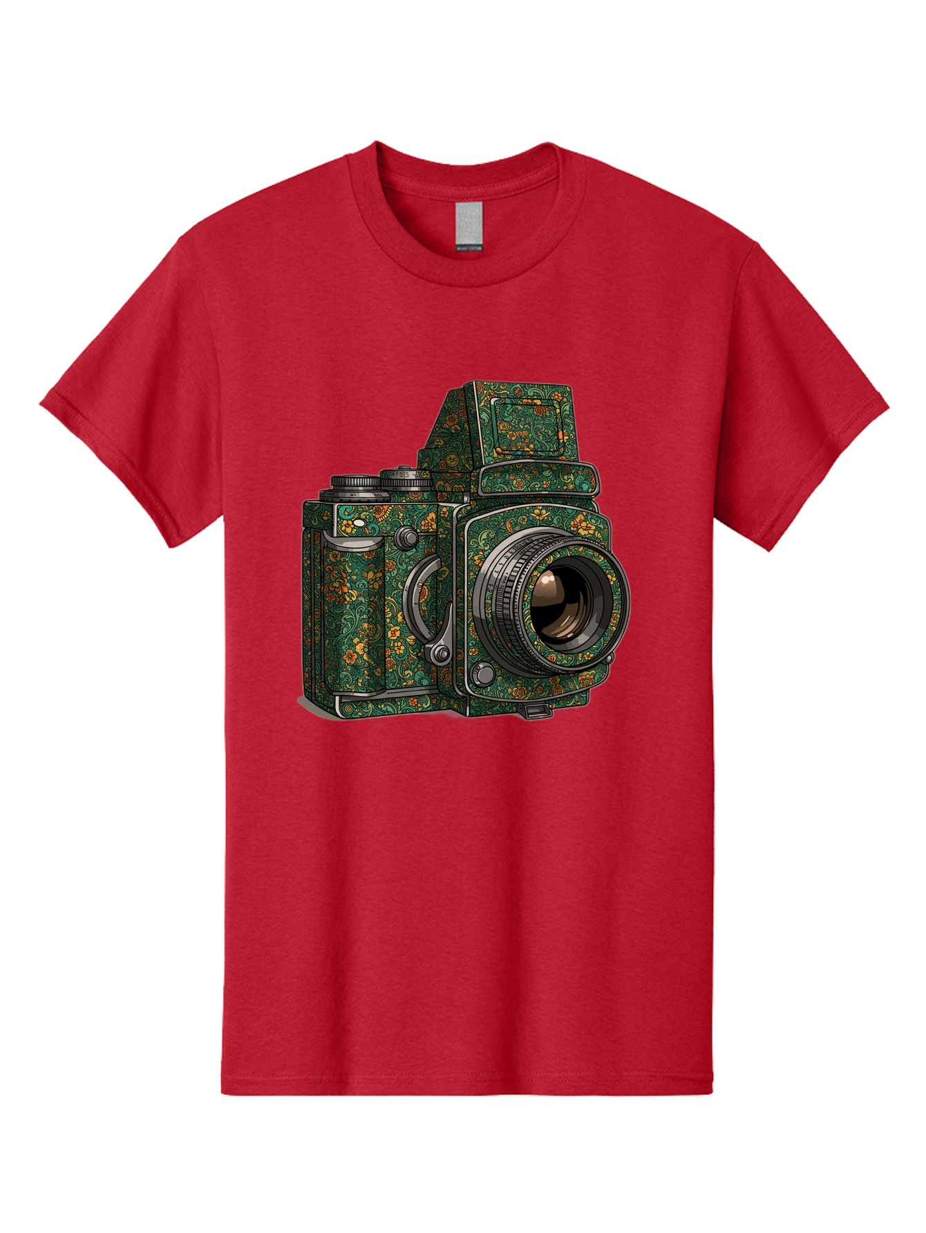 Holoformer-Camera Men'S Graphic Tee, 100% Cotton, Comfortable Casual Summer Wear, Machine Washable, Medium Format Camera, Vintage Photography Equipment, Retro Camera Design, Floral Patterns, Luxurious Look, Intricate Details, Bae468 1