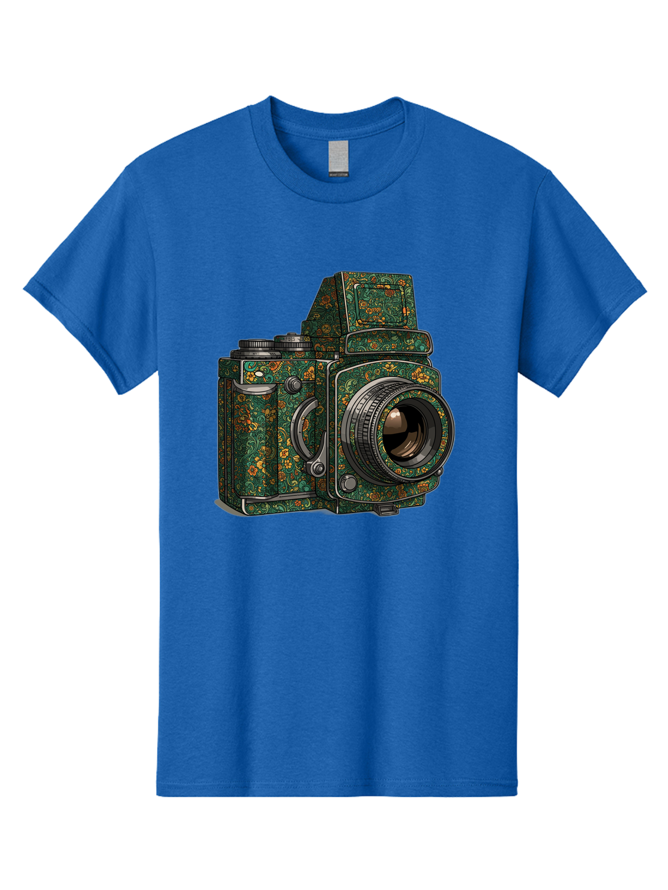 Holoformer-Camera Men'S Graphic Tee, 100% Cotton, Comfortable Casual Summer Wear, Machine Washable, Medium Format Camera, Vintage Photography Equipment, Retro Camera Design, Floral Patterns, Luxurious Look, Intricate Details, Bae468 2