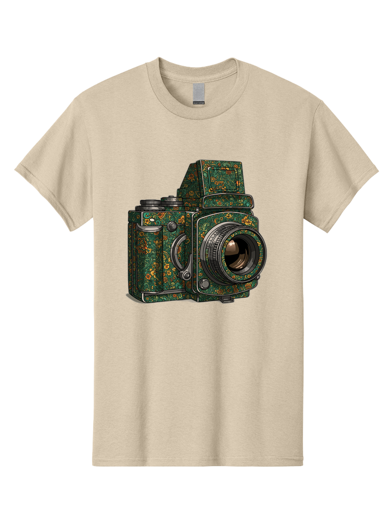 Holoformer-Camera Men'S Graphic Tee, 100% Cotton, Comfortable Casual Summer Wear, Machine Washable, Medium Format Camera, Vintage Photography Equipment, Retro Camera Design, Floral Patterns, Luxurious Look, Intricate Details, Bae468 11