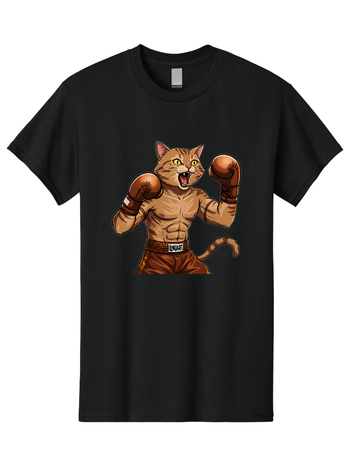 Itnumba Men'S Graphic Tee, 100% Cotton, Comfortable Casual Summer Wear, Machine Washable, Boxing Cat, Cartoon Character, Muscular Feline, Boxing Gloves, Fitness Motivation, Fun Illustration, Tabby Cat, Humorous Design, Anthropomorphic Cat Bae472 5