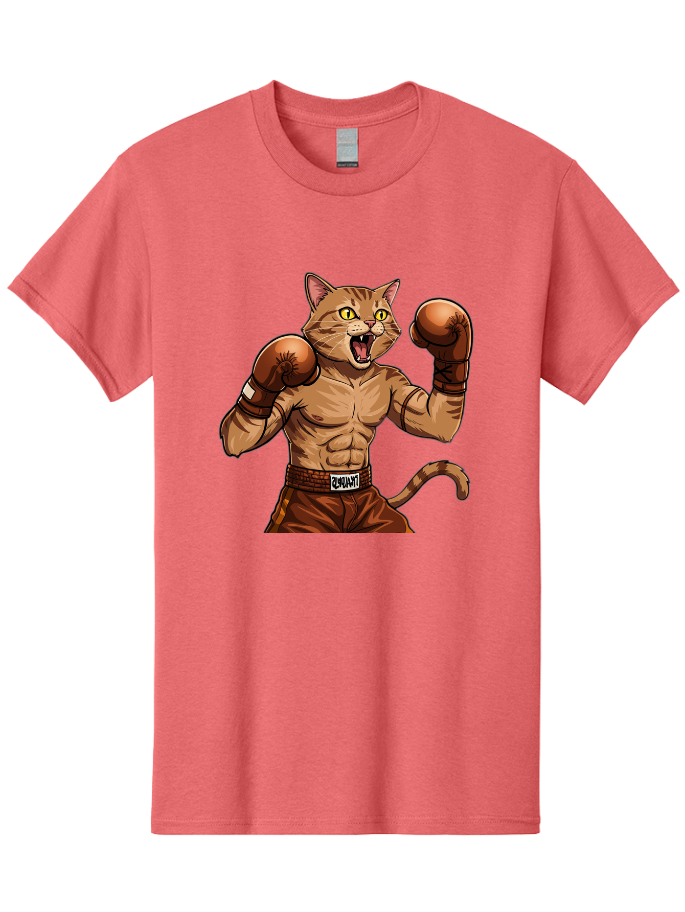 Itnumba Men'S Graphic Tee, 100% Cotton, Comfortable Casual Summer Wear, Machine Washable, Boxing Cat, Cartoon Character, Muscular Feline, Boxing Gloves, Fitness Motivation, Fun Illustration, Tabby Cat, Humorous Design, Anthropomorphic Cat Bae472 7