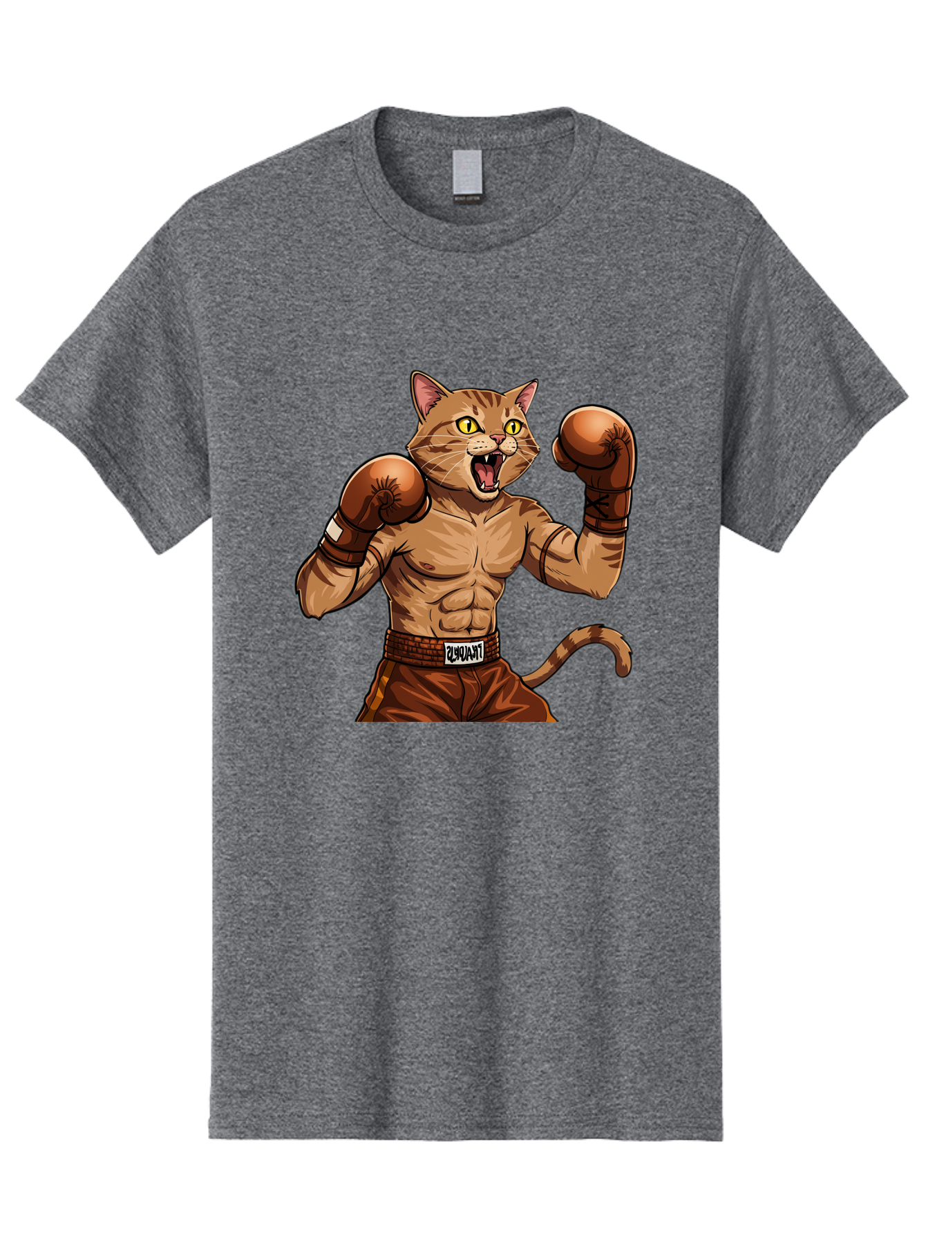 Itnumba Men'S Graphic Tee, 100% Cotton, Comfortable Casual Summer Wear, Machine Washable, Boxing Cat, Cartoon Character, Muscular Feline, Boxing Gloves, Fitness Motivation, Fun Illustration, Tabby Cat, Humorous Design, Anthropomorphic Cat Bae472 13