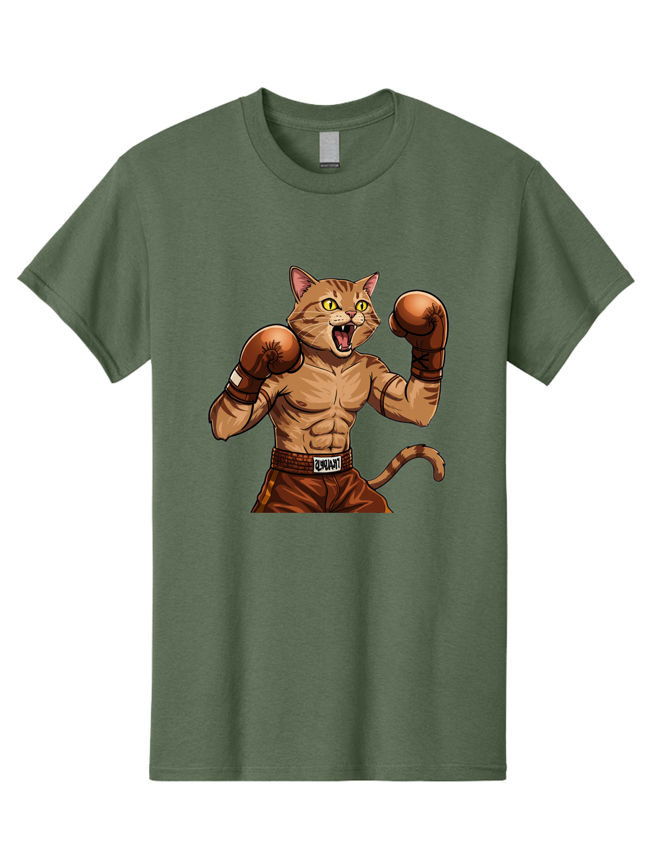Itnumba Men'S Graphic Tee, 100% Cotton, Comfortable Casual Summer Wear, Machine Washable, Boxing Cat, Cartoon Character, Muscular Feline, Boxing Gloves, Fitness Motivation, Fun Illustration, Tabby Cat, Humorous Design, Anthropomorphic Cat Bae472 8