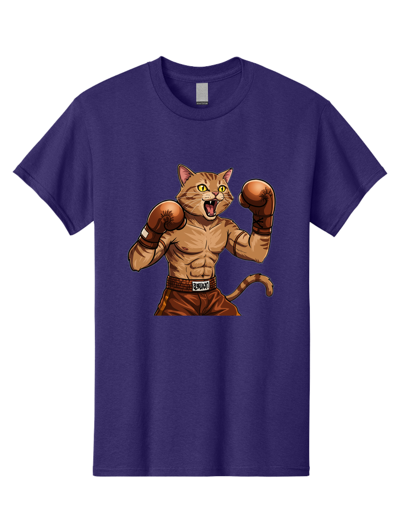 Itnumba Men'S Graphic Tee, 100% Cotton, Comfortable Casual Summer Wear, Machine Washable, Boxing Cat, Cartoon Character, Muscular Feline, Boxing Gloves, Fitness Motivation, Fun Illustration, Tabby Cat, Humorous Design, Anthropomorphic Cat Bae472 4