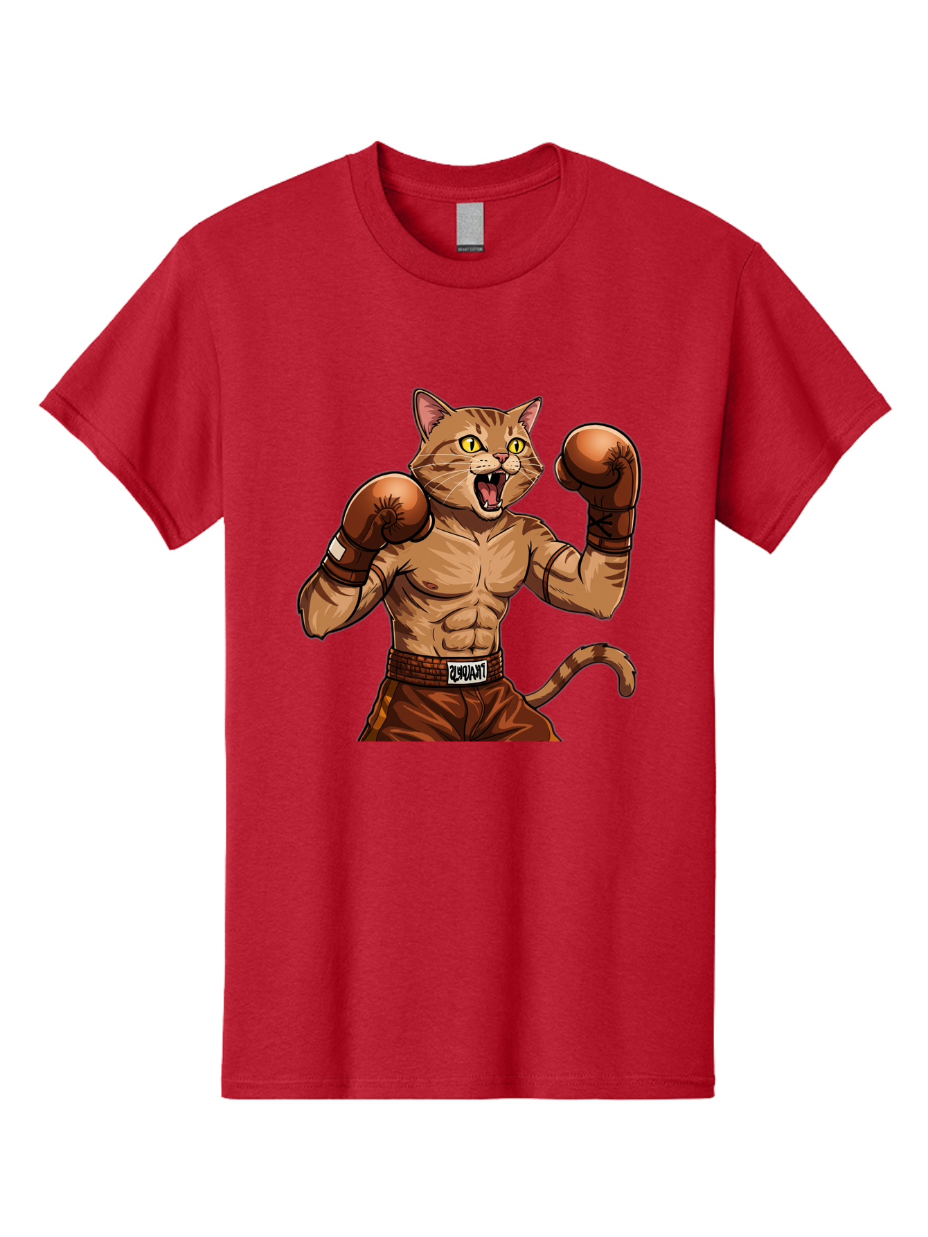 Itnumba Men'S Graphic Tee, 100% Cotton, Comfortable Casual Summer Wear, Machine Washable, Boxing Cat, Cartoon Character, Muscular Feline, Boxing Gloves, Fitness Motivation, Fun Illustration, Tabby Cat, Humorous Design, Anthropomorphic Cat Bae472 2