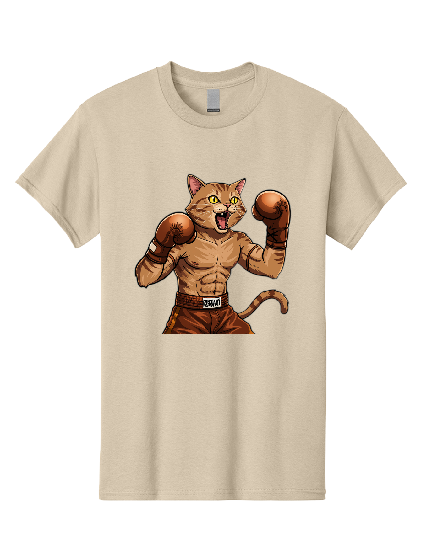 Itnumba Men'S Graphic Tee, 100% Cotton, Comfortable Casual Summer Wear, Machine Washable, Boxing Cat, Cartoon Character, Muscular Feline, Boxing Gloves, Fitness Motivation, Fun Illustration, Tabby Cat, Humorous Design, Anthropomorphic Cat Bae472 3