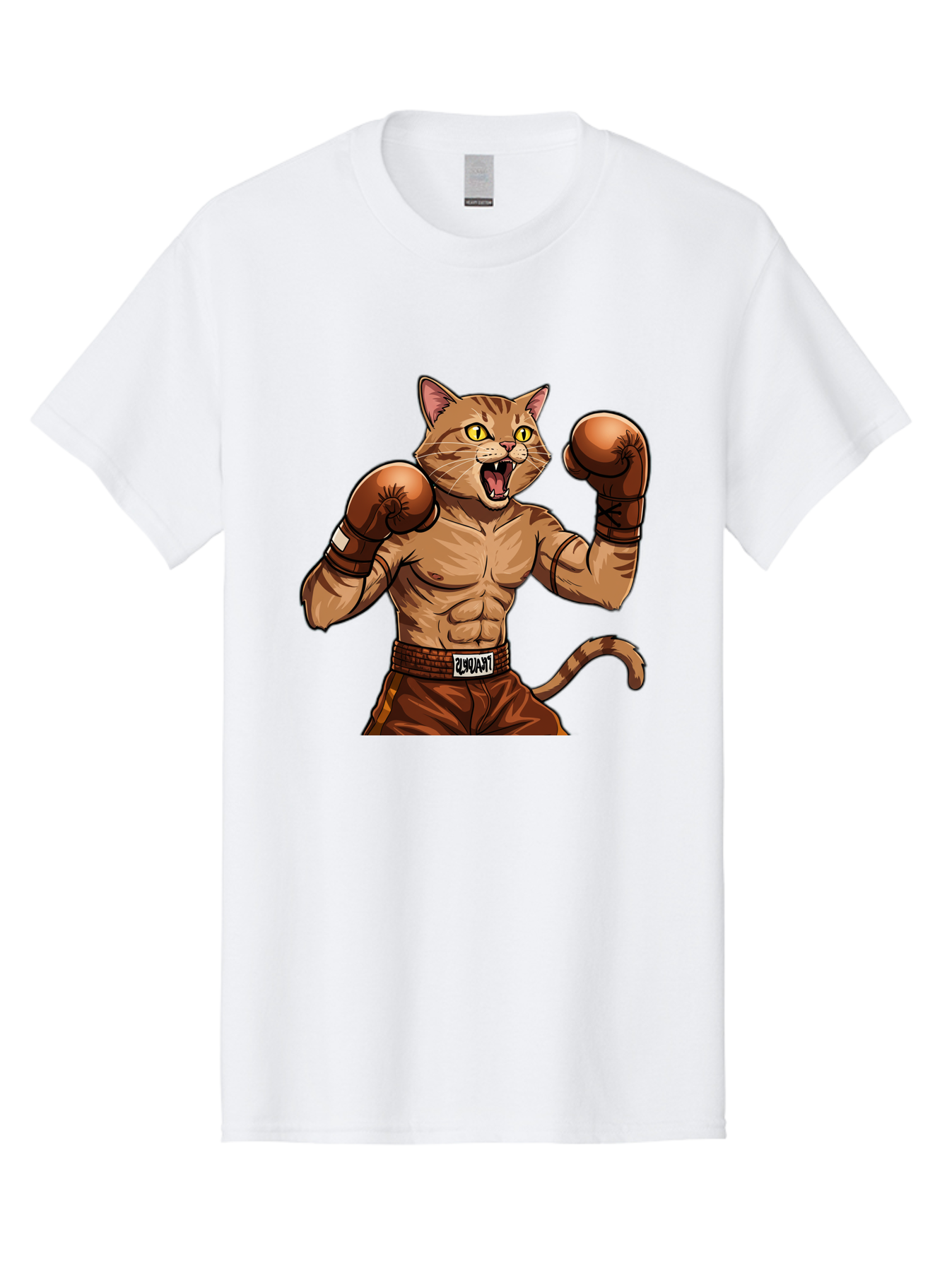 Itnumba Men'S Graphic Tee, 100% Cotton, Comfortable Casual Summer Wear, Machine Washable, Boxing Cat, Cartoon Character, Muscular Feline, Boxing Gloves, Fitness Motivation, Fun Illustration, Tabby Cat, Humorous Design, Anthropomorphic Cat Bae472 10