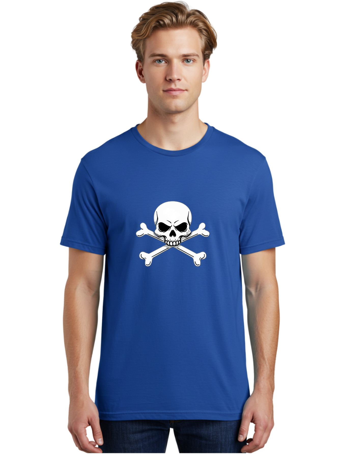 Jolly-Roger-Skull-And-Crossbones Men'S Graphic Tee, 100% Cotton, Comfortable Casual Summer Wear, Machine Washable, Skull And Crossbones, Pirate Symbol, Danger Warning, Jolly Roger Flag, Pirate Flag, Skull Illustration, Pirate Emblem, Bae475 25