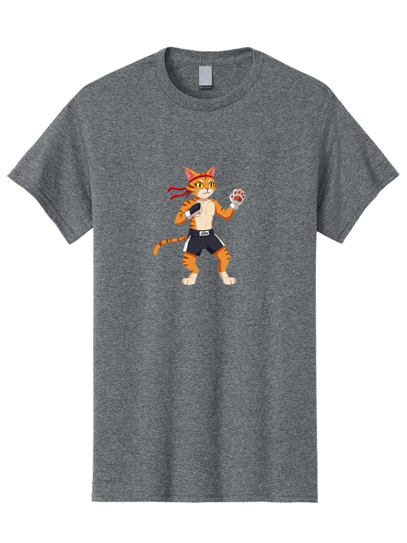 Katom Men'S Graphic Tee, 100% Cotton, Comfortable Casual Summer Wear, Machine Washable, Cartoon Cat Boxer, Orange Striped Cat, Boxing Gloves, Boxing Shorts, Martial Arts, Fighting Cat, Cartoon Character, Funny Animal, Boxing Pose, Bae477 15