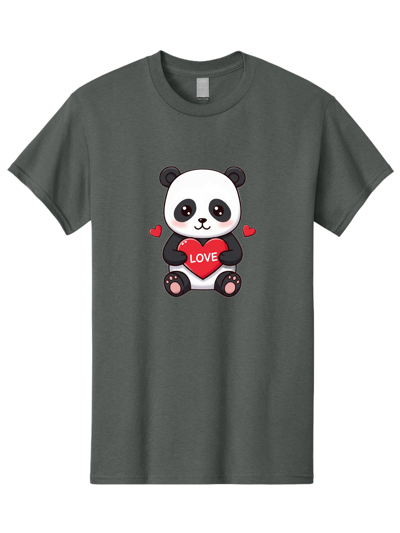 Love-Panda Men'S Graphic Tee, 100% Cotton, Comfortable Casual Summer Wear, Machine Washable, Cute Panda Bear, Love Heart, Red Heart With Love, Adorable Cartoon Character, Kawaii Illustration, Heartwarming Scene, Panda Love Bae486 14