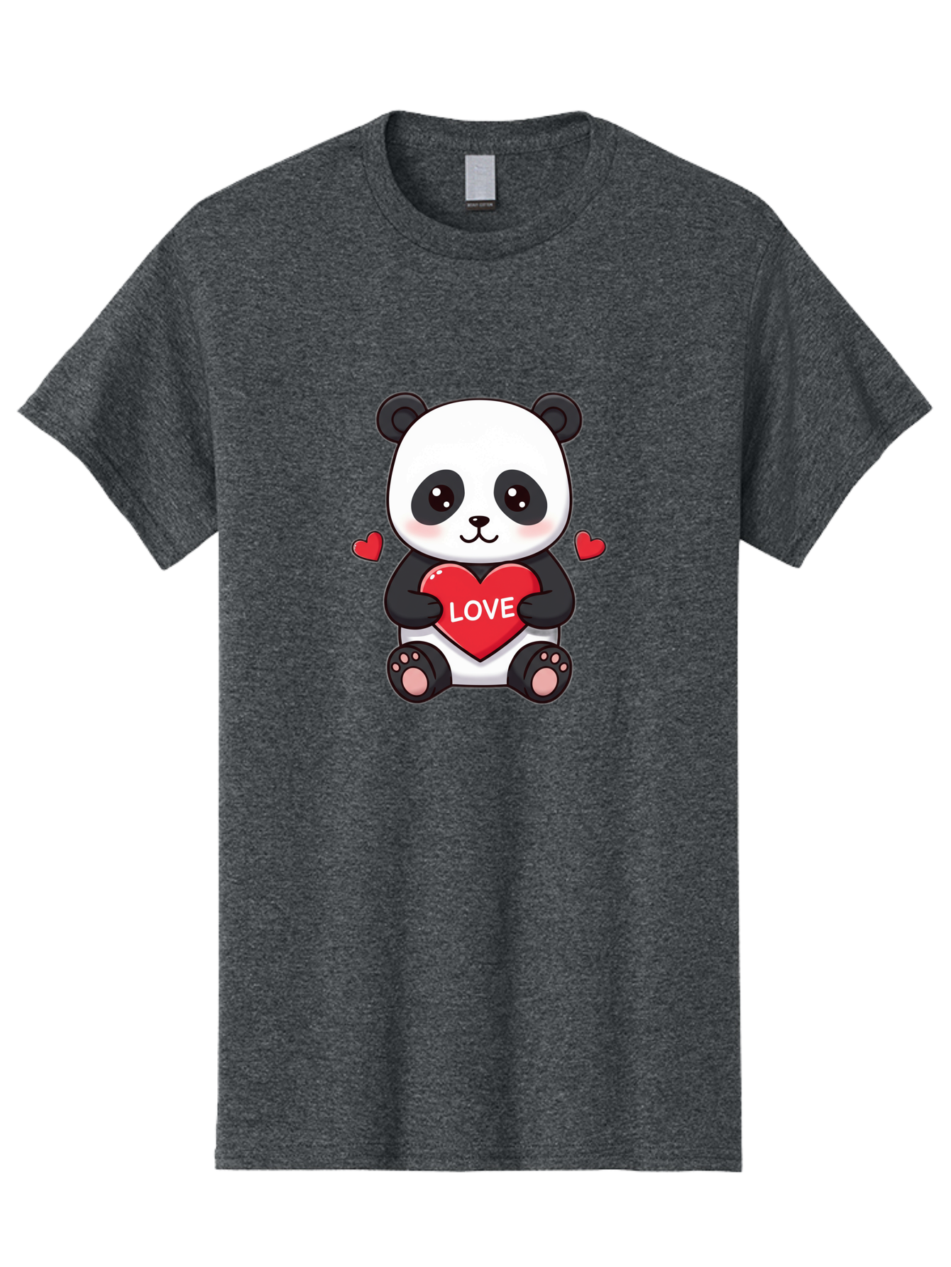 Love-Panda Men'S Graphic Tee, 100% Cotton, Comfortable Casual Summer Wear, Machine Washable, Cute Panda Bear, Love Heart, Red Heart With Love, Adorable Cartoon Character, Kawaii Illustration, Heartwarming Scene, Panda Love Bae486 7