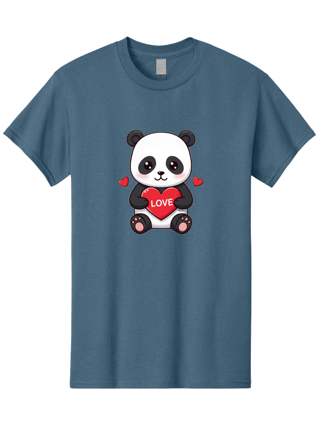 Love-Panda Men'S Graphic Tee, 100% Cotton, Comfortable Casual Summer Wear, Machine Washable, Cute Panda Bear, Love Heart, Red Heart With Love, Adorable Cartoon Character, Kawaii Illustration, Heartwarming Scene, Panda Love Bae486 1