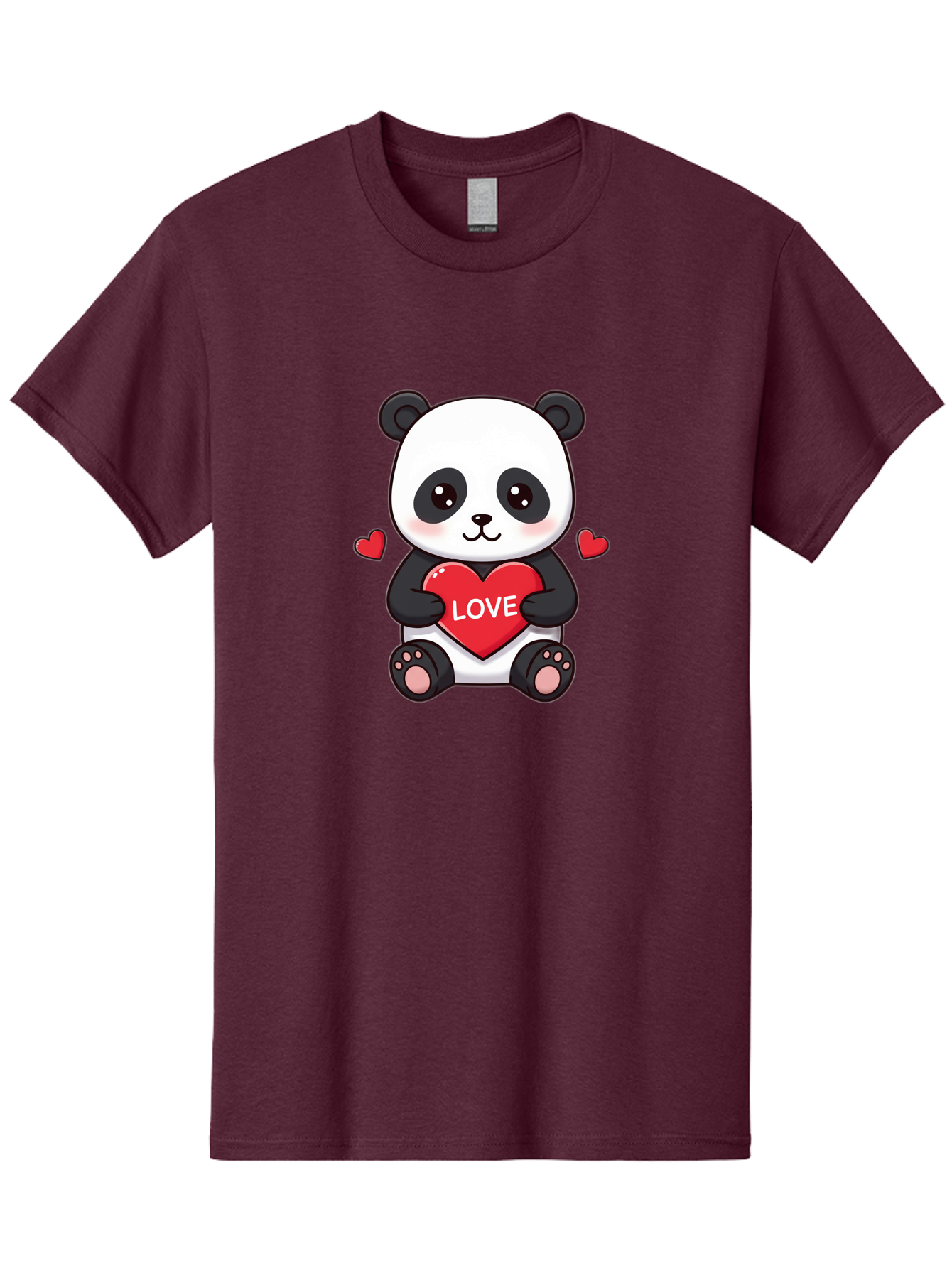 Love-Panda Men'S Graphic Tee, 100% Cotton, Comfortable Casual Summer Wear, Machine Washable, Cute Panda Bear, Love Heart, Red Heart With Love, Adorable Cartoon Character, Kawaii Illustration, Heartwarming Scene, Panda Love Bae486 13